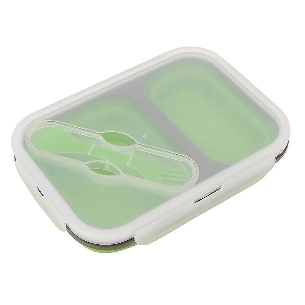 Collapsible Lunch Box 600ML and 400ML Silicone Food Storage Container with Two Compartments for Meal Prep and On-the-Go Use