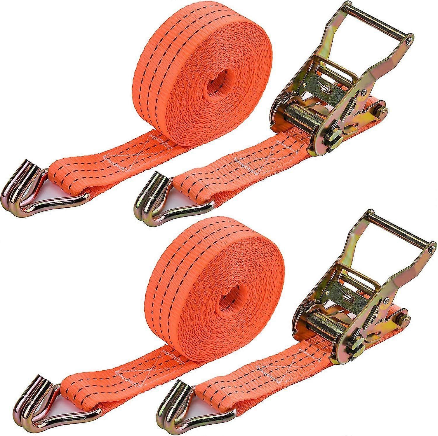 Ratchet Strap - 2 x 2000 kg 6m Lashing Strap Lashing Straps with Hook Lashing Straps for Fixing or Securing the Load of the Car or Transporter