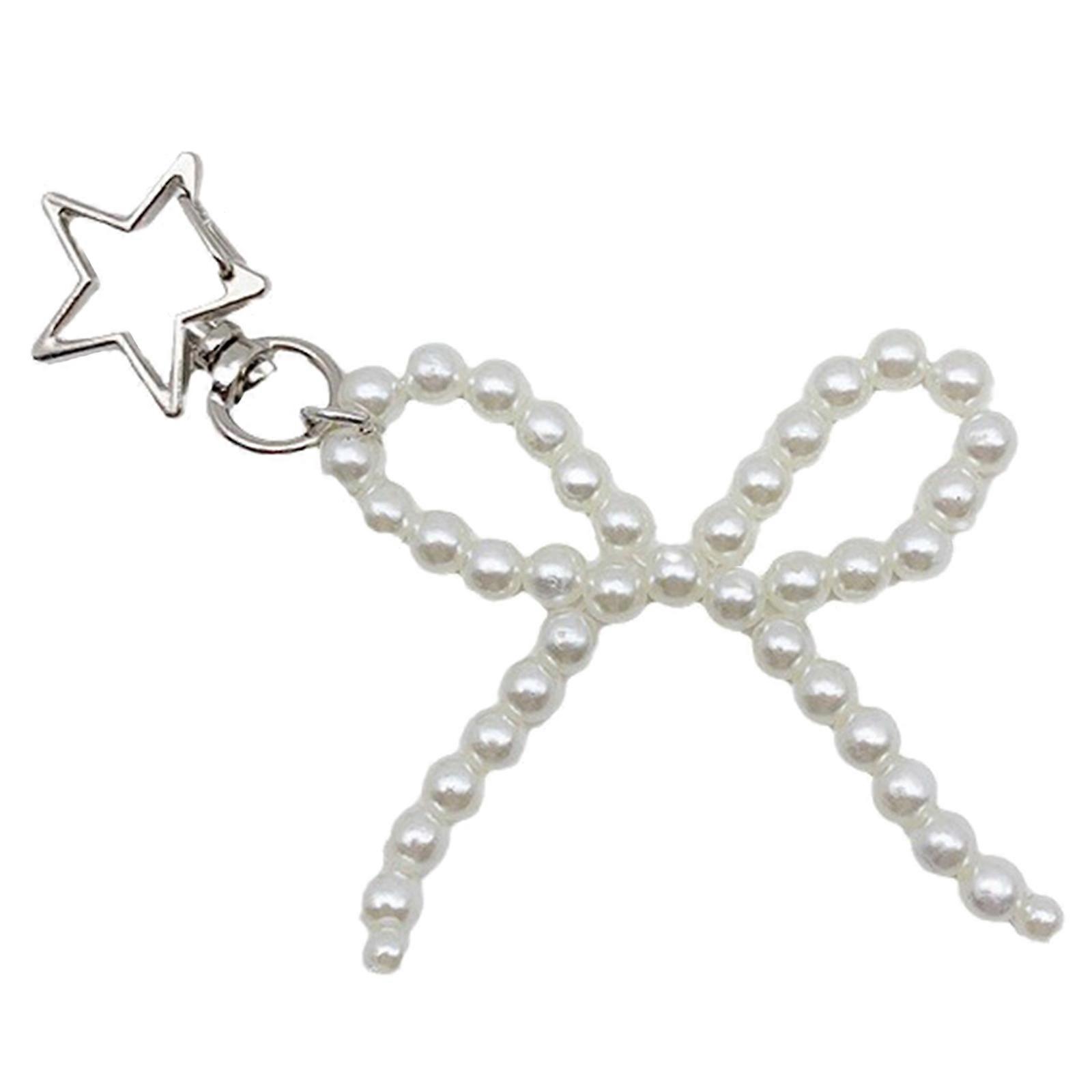 Porte-clés de téléphone unique et accrocheur, accessoire de sac à dos fait à la main, élégant porte-clés à nœud papillon perlé, ornement pendentif