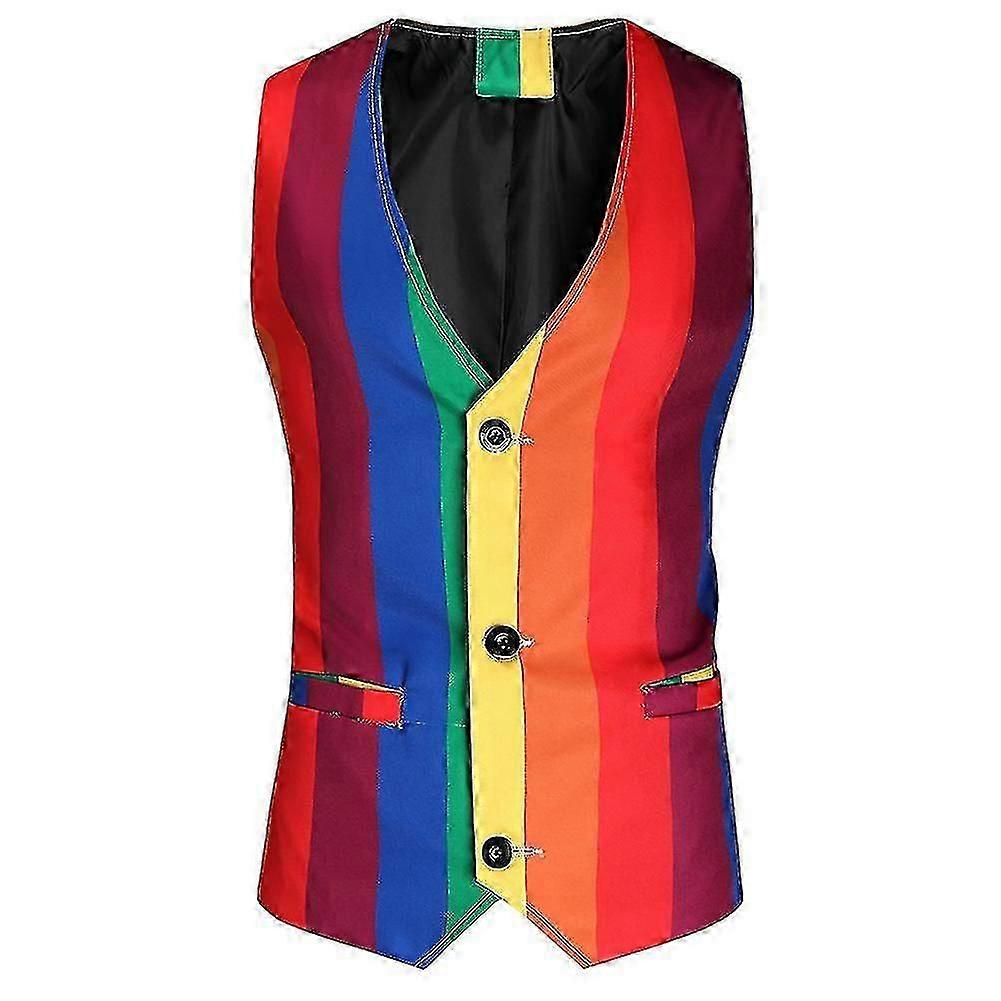 Herren lässig Regenbogen Streifen schlanke Weste
