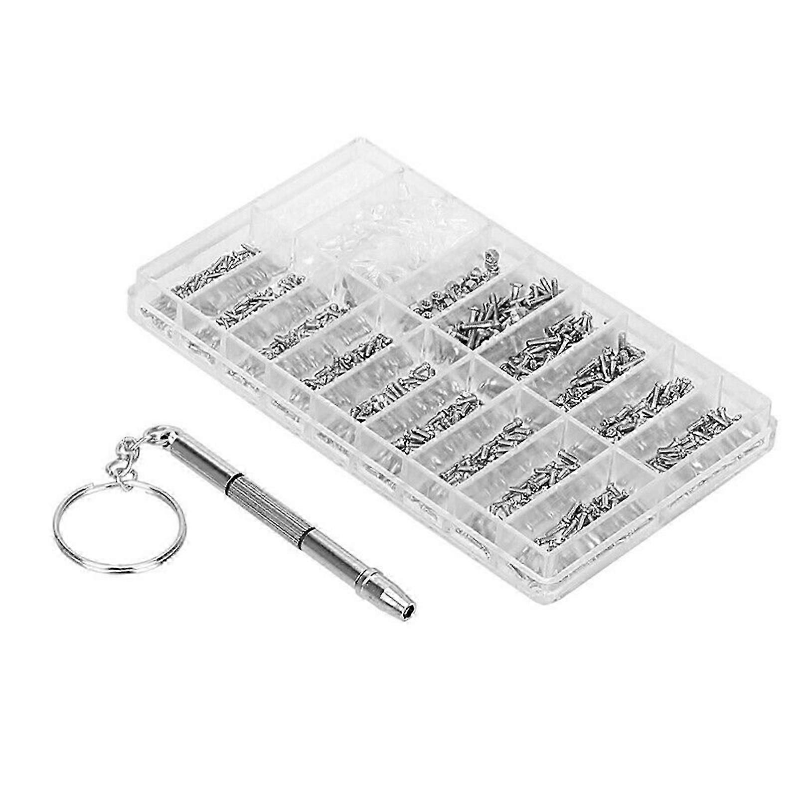 Eyeglasses Repairing Kit Set Assorted Storage Box Design 1000PCS Screws and Pads for Watch Clock Spectacle Eyewear Repairing Portable