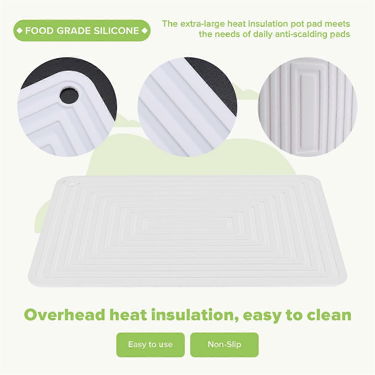 Large Silicone Pot Holder Heat Insulation Kitchen Table Mat( White )