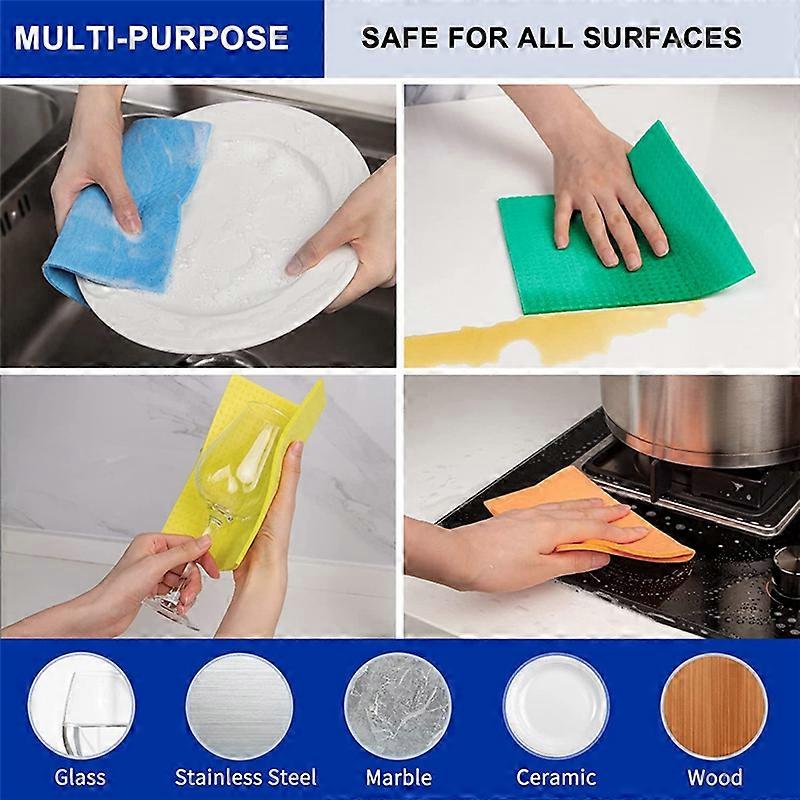 Reusable Dish Cloths, Cellulose for Kitchen, 10 Pack, Multi Colors