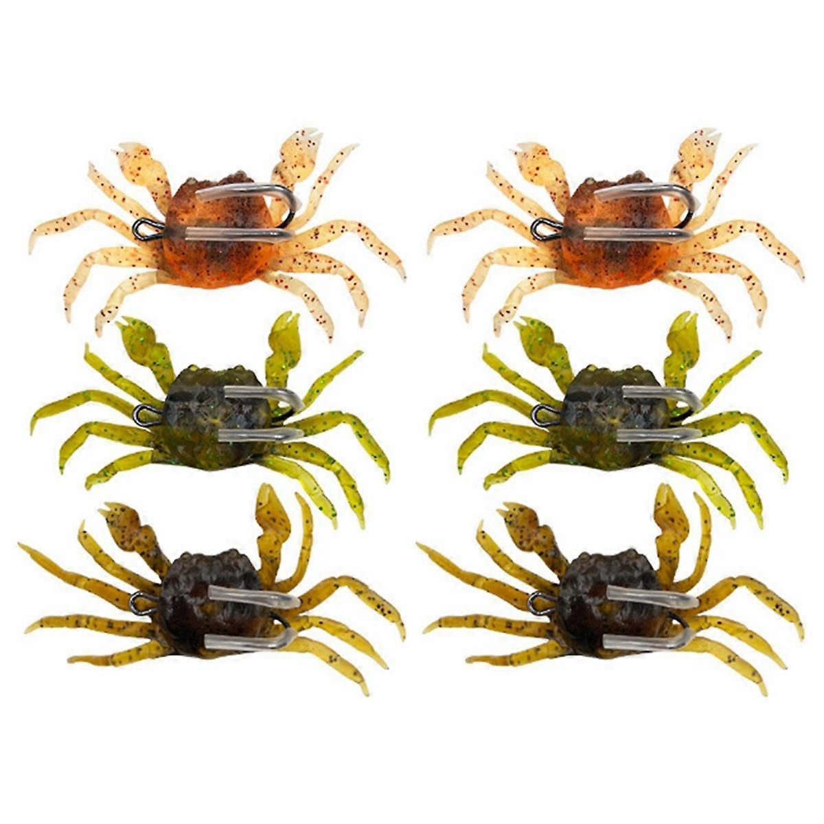 6pcs Cranka Crab Lure Crab Bait 3D Simulated Crab Soft Lure