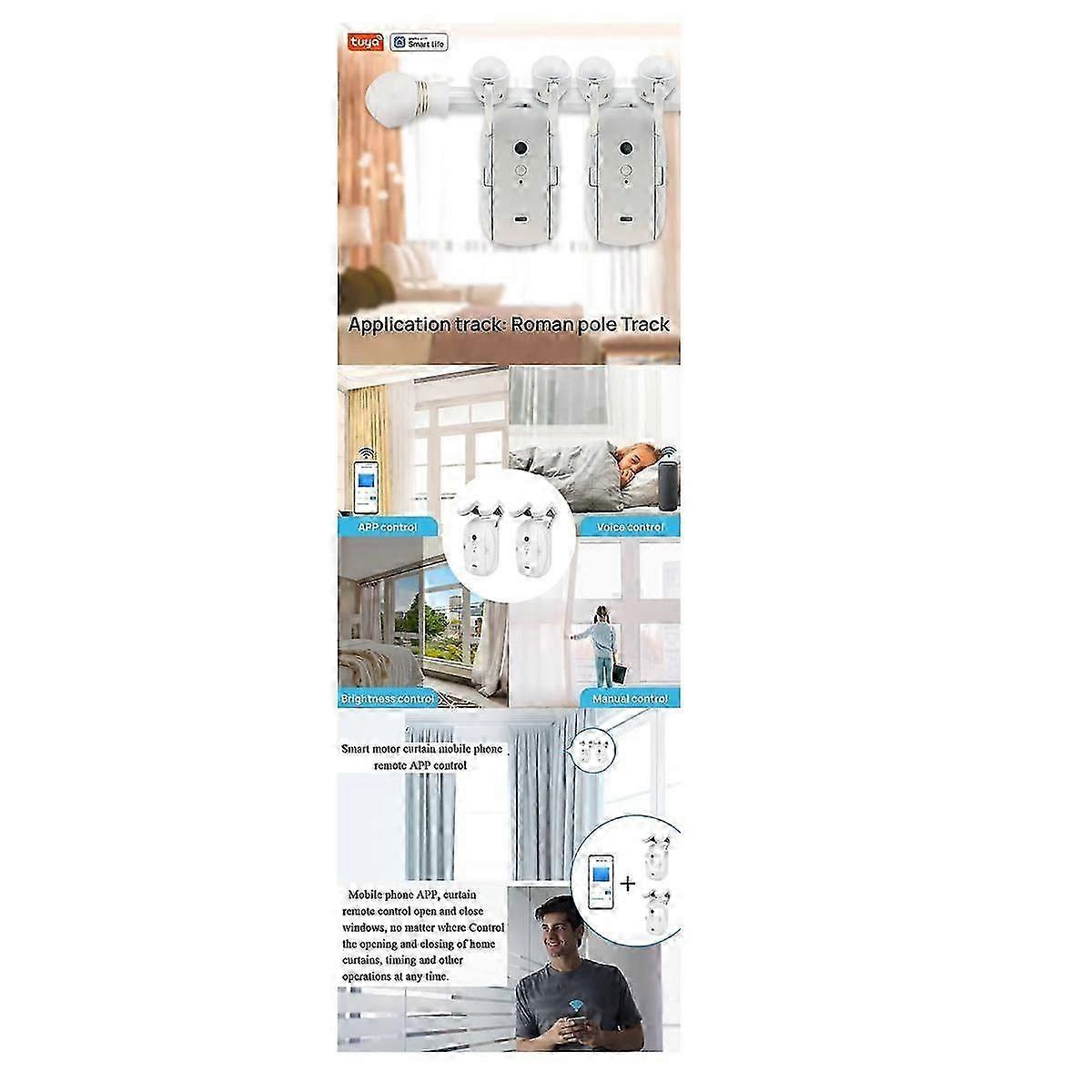 2PCS Tuya Smart Electric Curtain Motor Bluetooth Voice Control Swithbot Curtain APP Control Compati