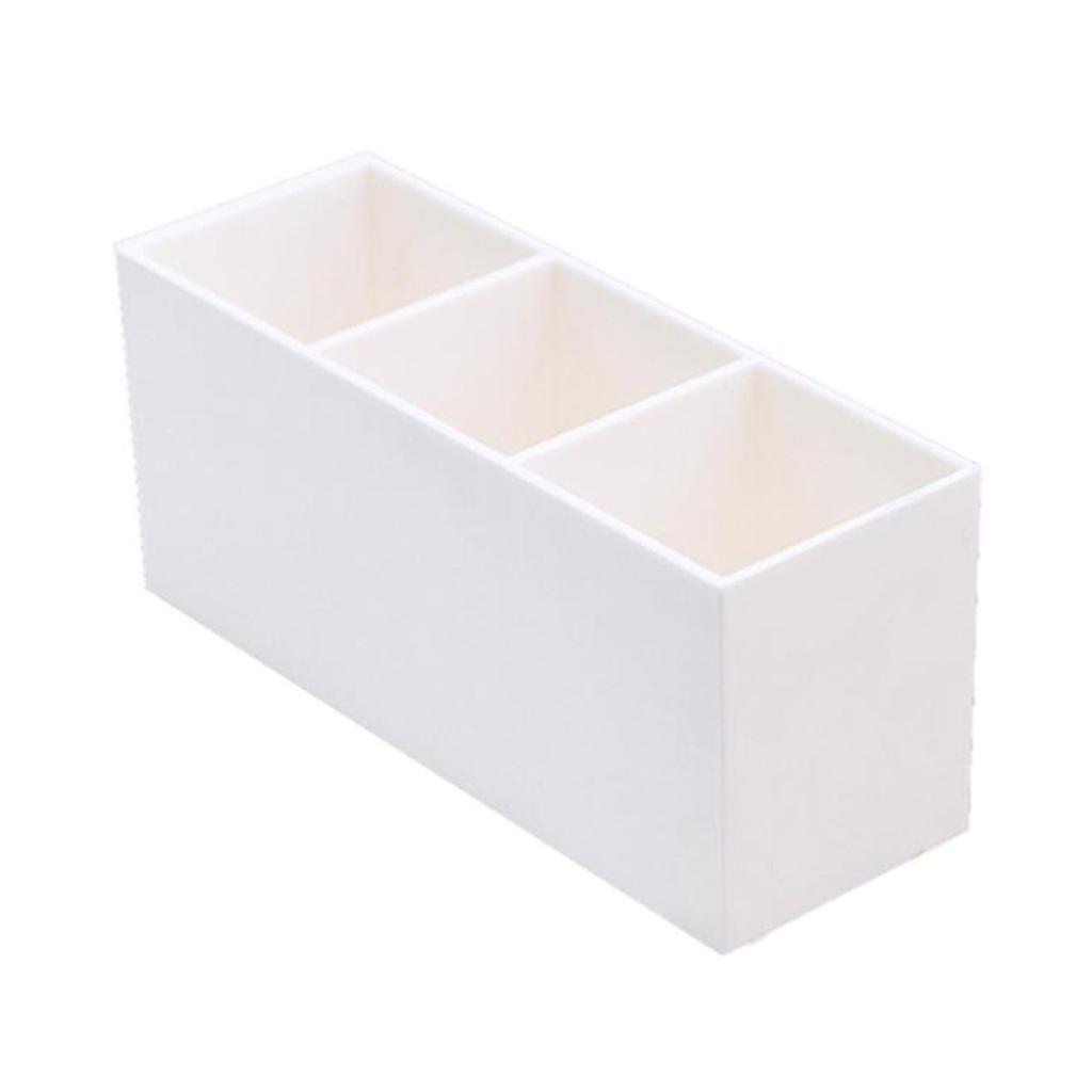 3 Grids Cosmetics Rack Made by Plastic Durable Not Easy to Break Large Capacity Can Store Various Cosmetics Stationery White