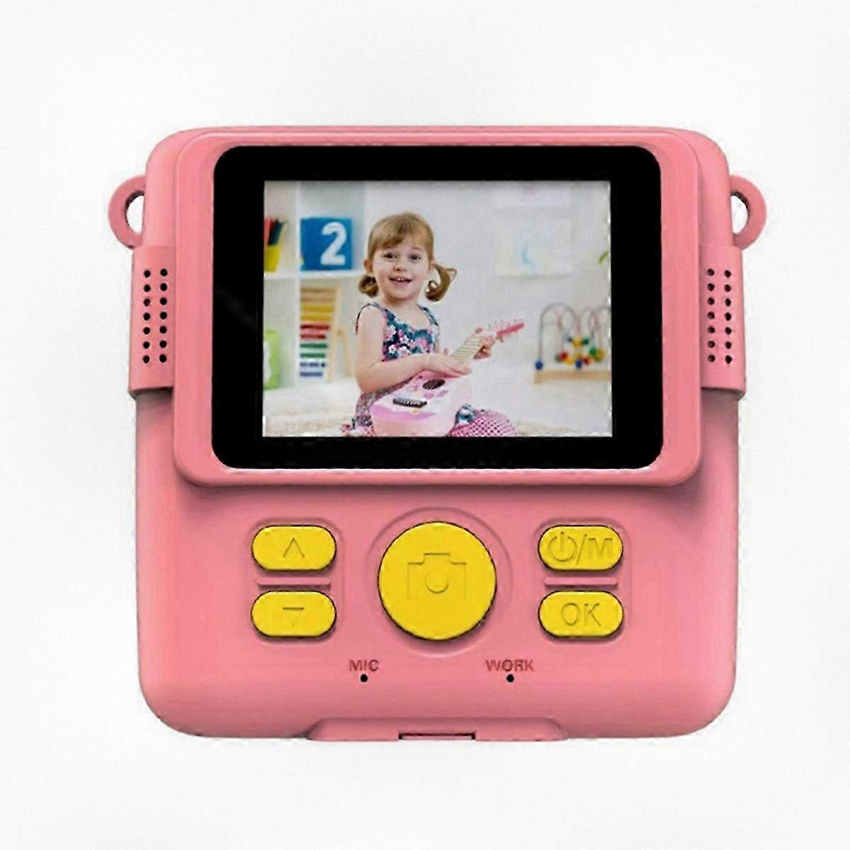 Mini Portable Instant Print Camera for Kids, Automatic Focus, Pink - Fun Gift Idea