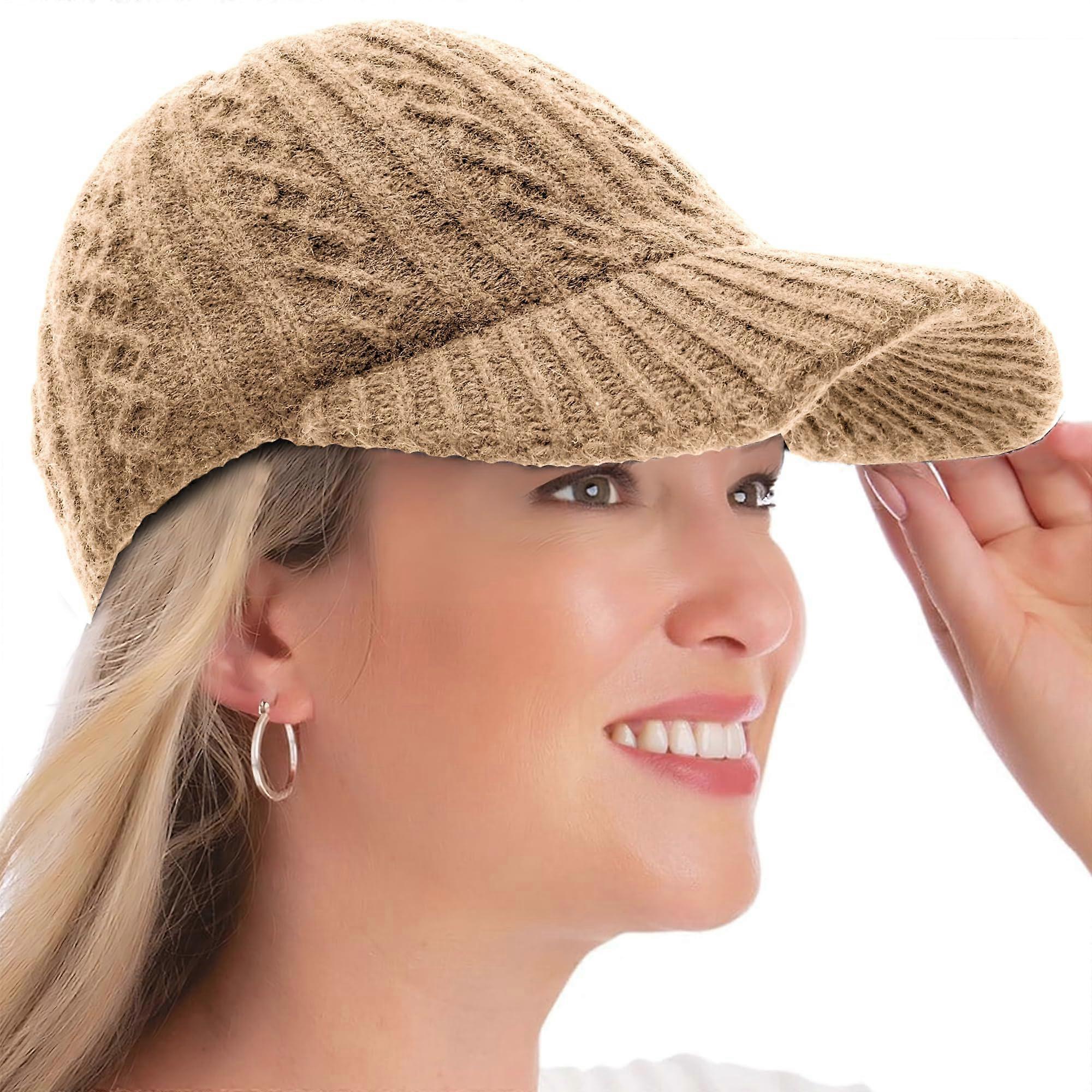 غطاء البيسبول الحياكة الشتوي - غطاء الصبي الساخن الصلبة للرجال الشباب الباردة Vizor Beanie Line حجم مجاني