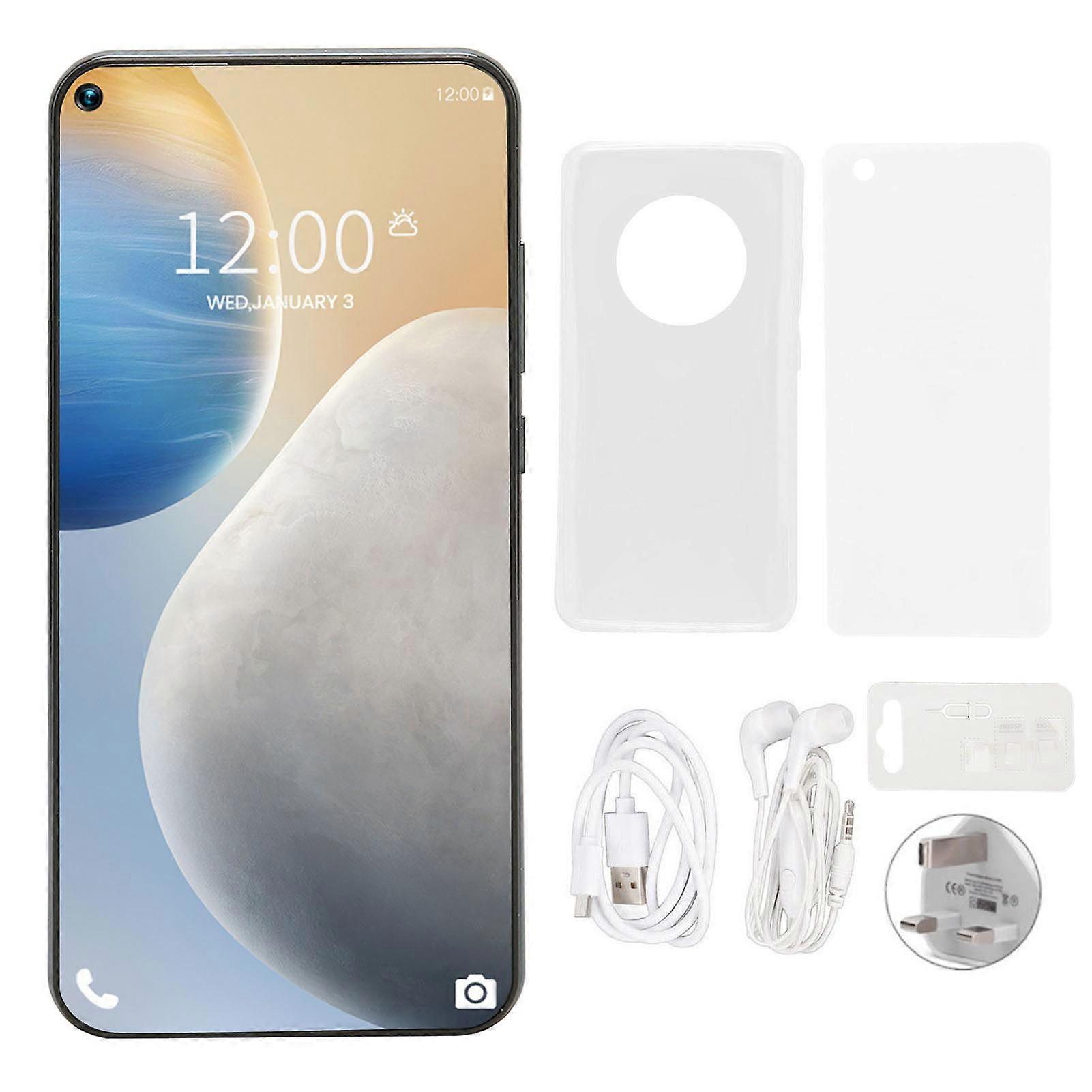 6,7 polegadas FHD tela perfurada 4G Smartphone 4GB 128GB Dual Sim Face Unlock Celular para Android 10 100-240V