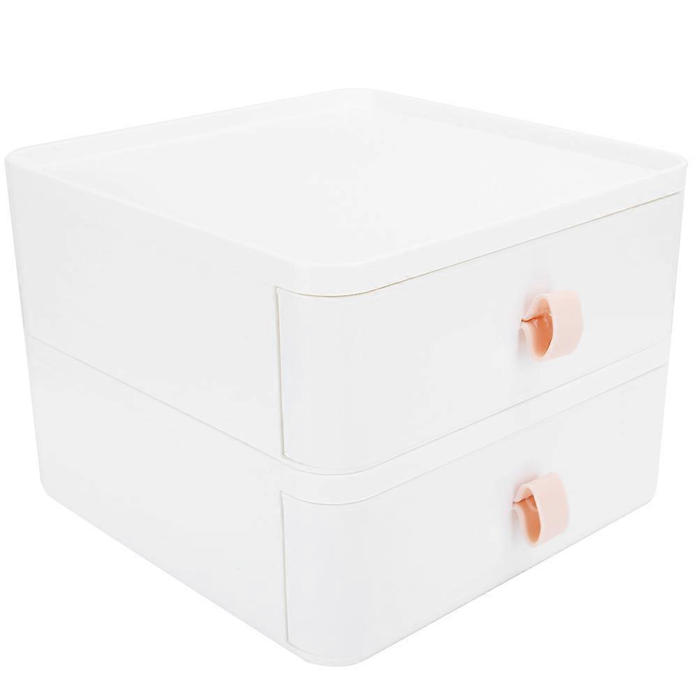 2Pcs Desktop Plastic Storage Box Cosmetic Multifunctional Drawer Overlay Office Sort