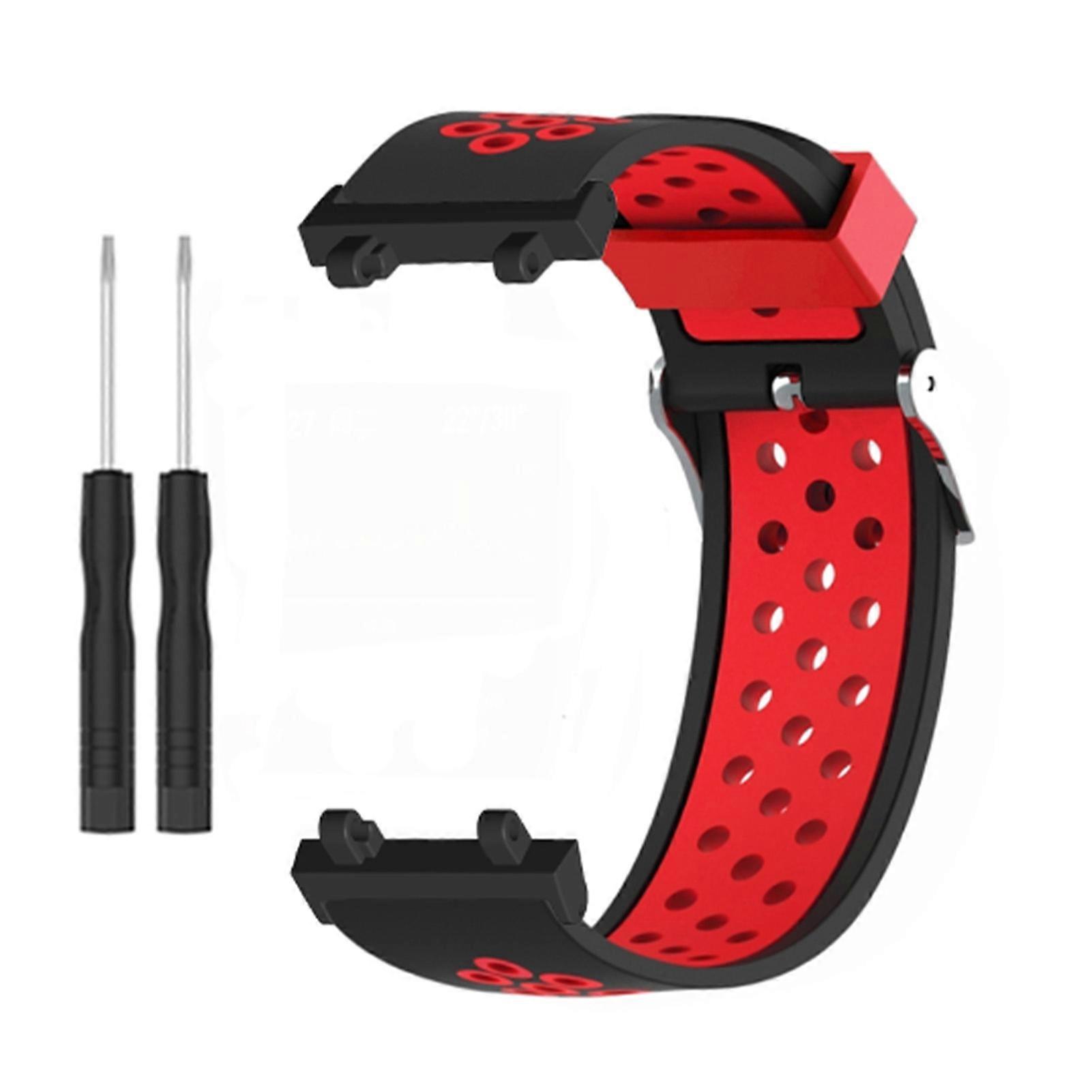 Soft Silicone Watch Wristband Replacement Accessory Pin Buckle Silicone Watch Wristband for Amazfit Active Edge A2212 Black Red