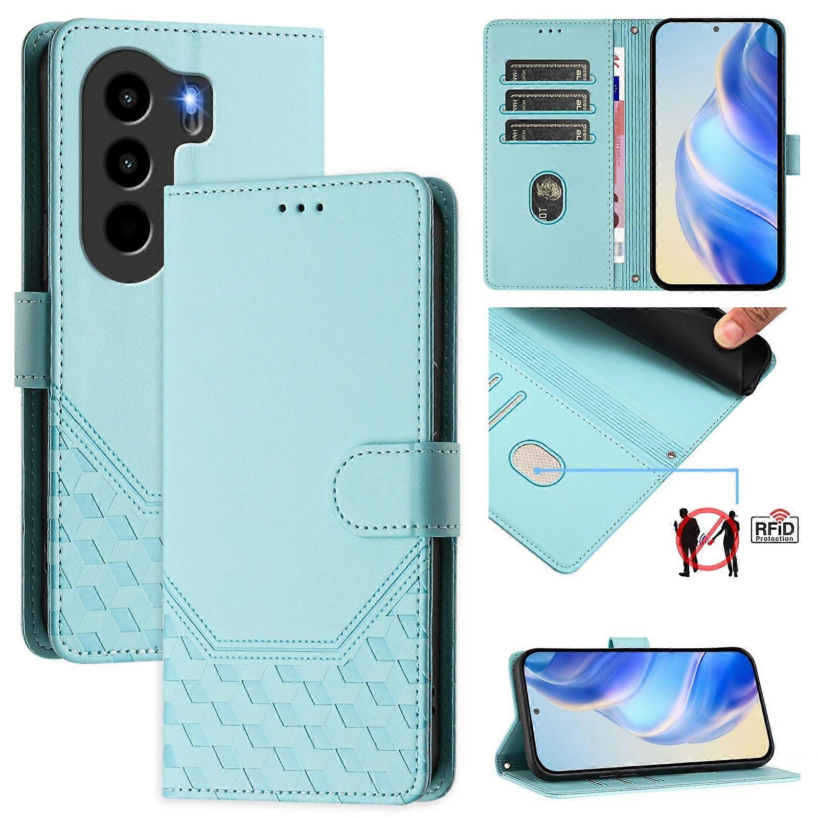 Wabenprägung RFID Leder Handyhülle