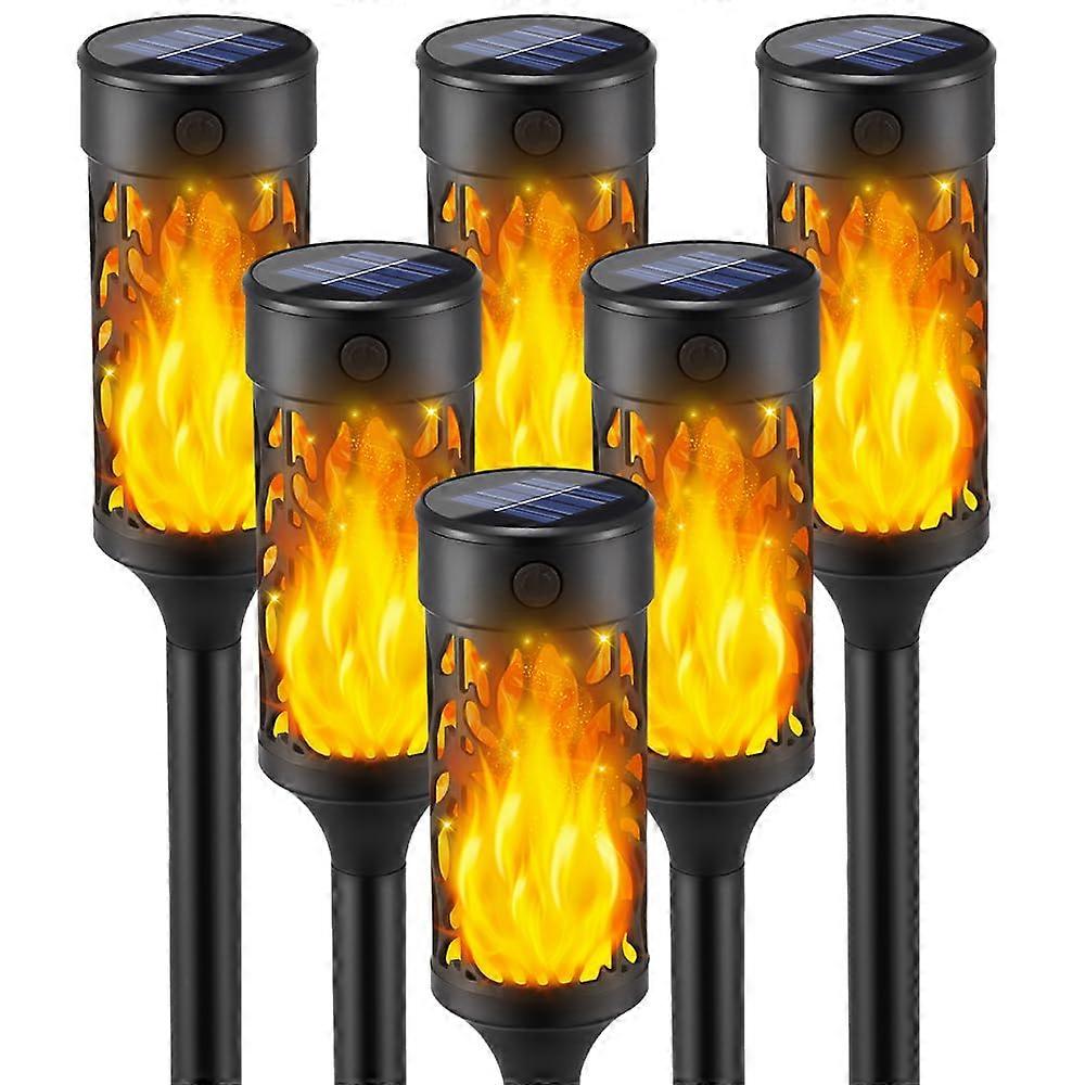 6PCS sunlight open waterproof, trembling flame outdoor torches, solar -energy lights for garden decor