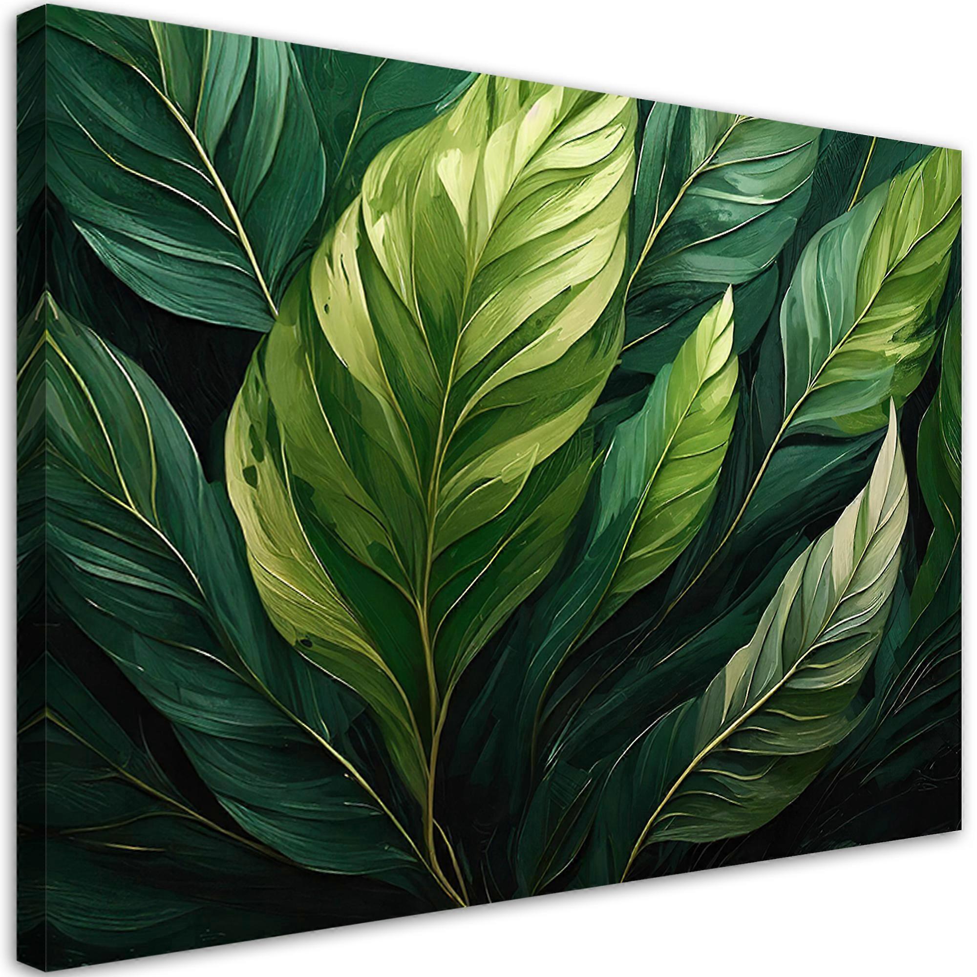 Impression sur toile, Feuilles vertes - 120x80