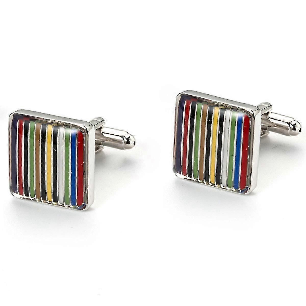 1ペアメンズシャツスタッズデラックスストライプスクエアカフスボタンビジネスウェディングパーティー