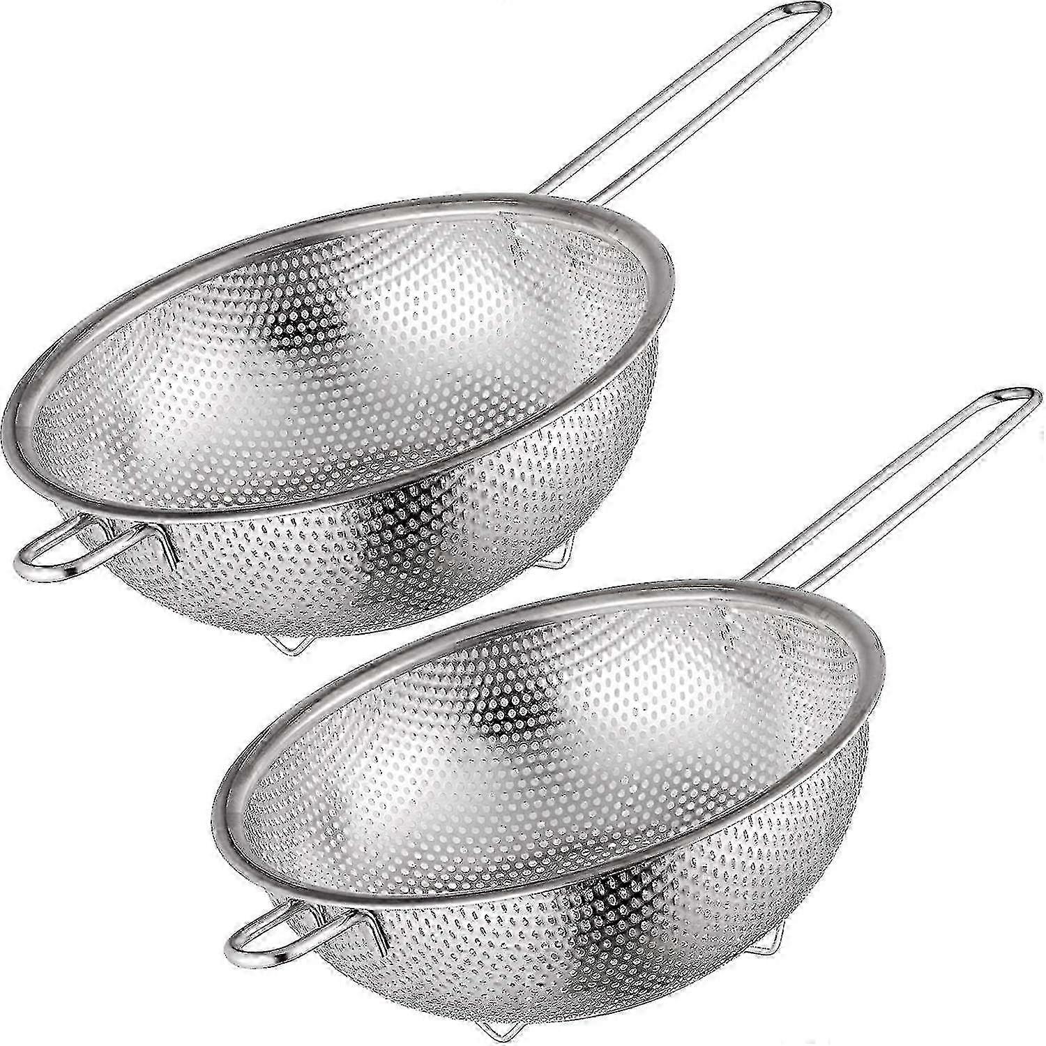 2 Pcs Gift Micro-perforated Colander Stainless Steel With Handle And
