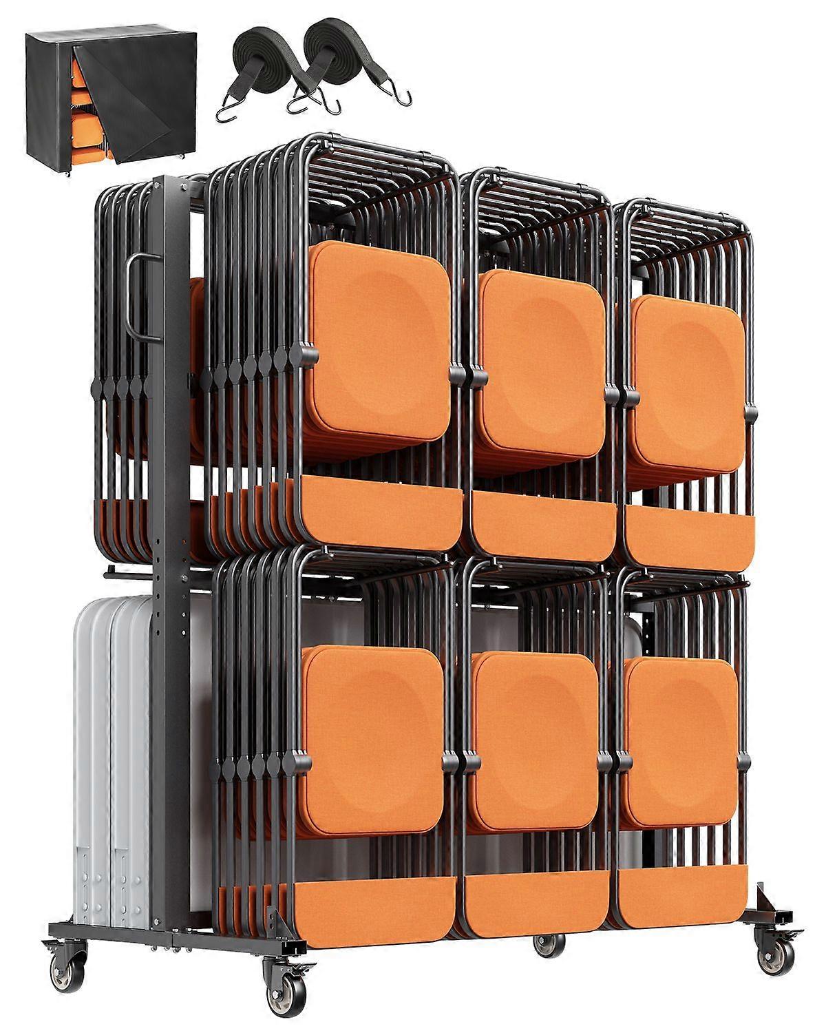 Składany stojak na krzesła, pojemność 800 funtów, wytrzymały wózek na krzesła na 84 krzesła / 12 stołów + 42 krzesła, mat