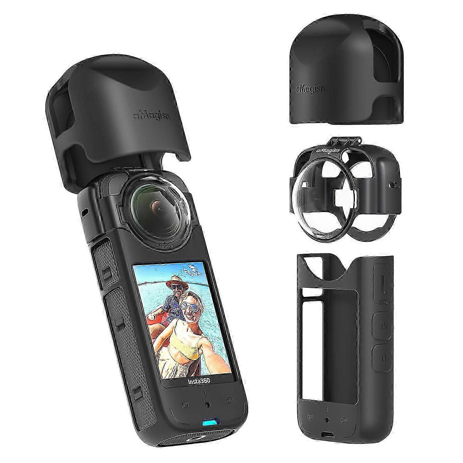 Type A Amagisn For Insta360 X3 Glass Anti-fog Lens Guard Set With Silicone Lens Cap,camera Case