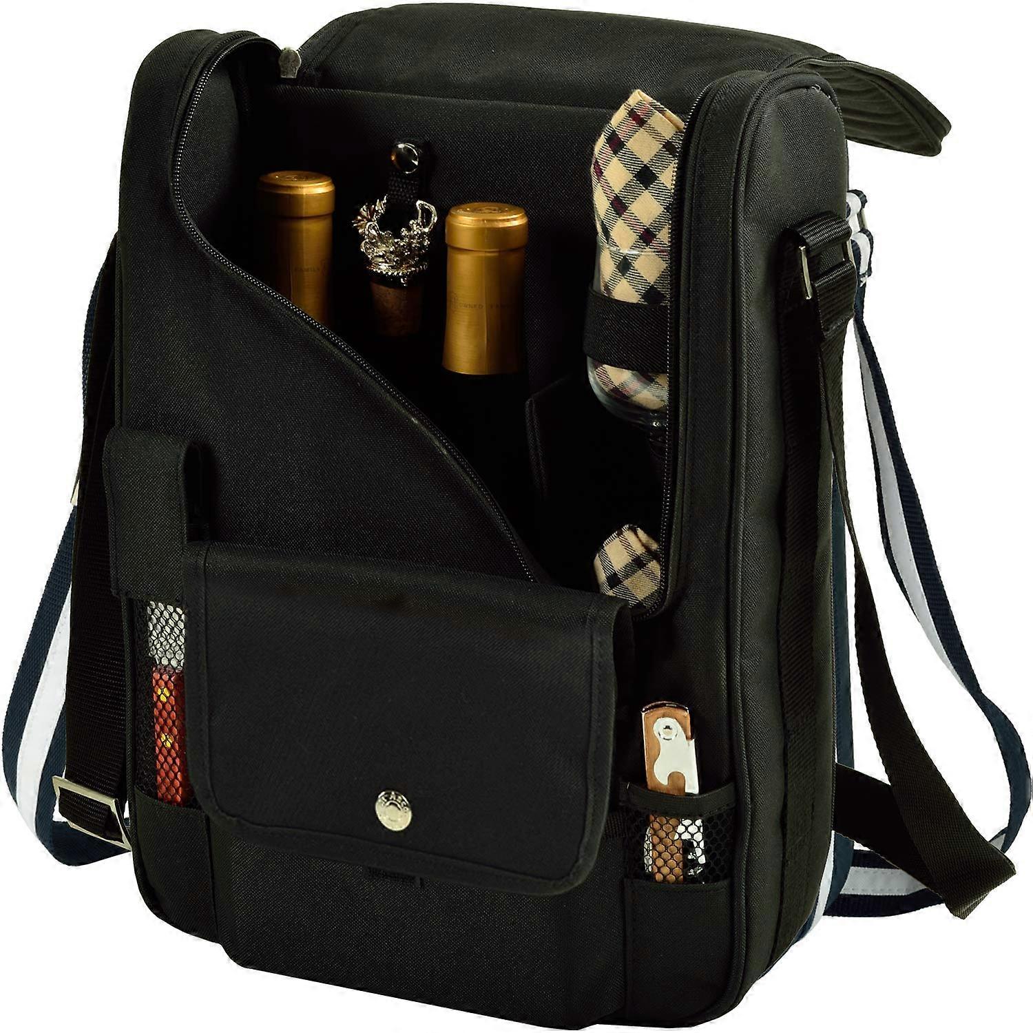 Carrier Deluxe with Glass Glasses and Accessories for Two, Black/Plaid