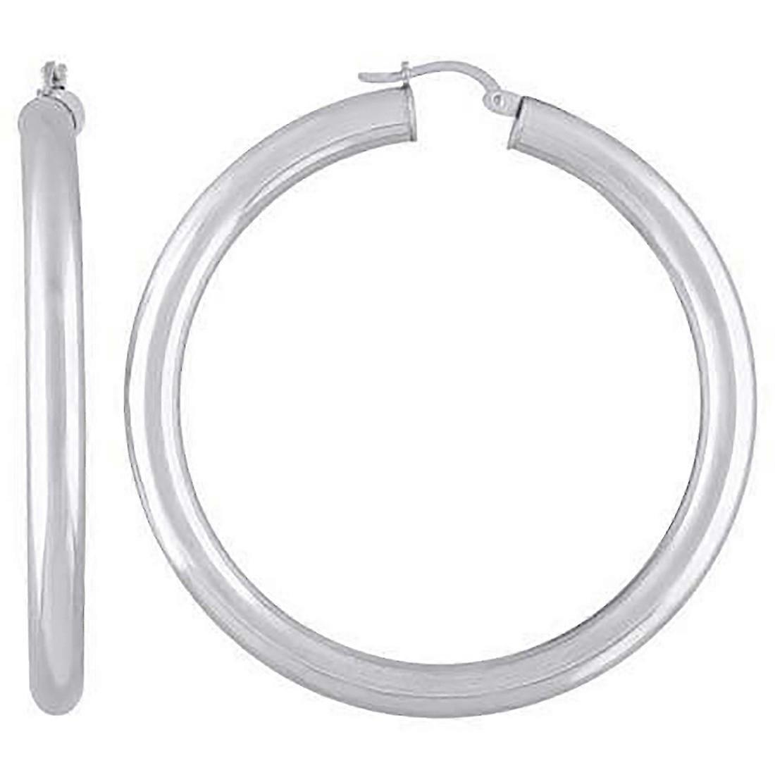 925スターリングシルバーレディースクラシックフープピアス60 x 5mm-女性用フープイヤリング - 7.7グラム