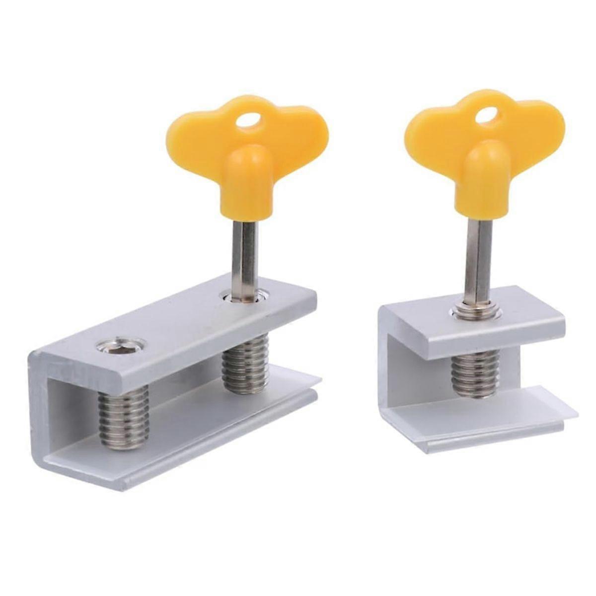 Close Sliding Window Bracket, 2 Pieces Anti-slip Sliding Window Locks Aluminum Alloy Safety Window Locks with Key Sliding Door Locks Childproof Slidin