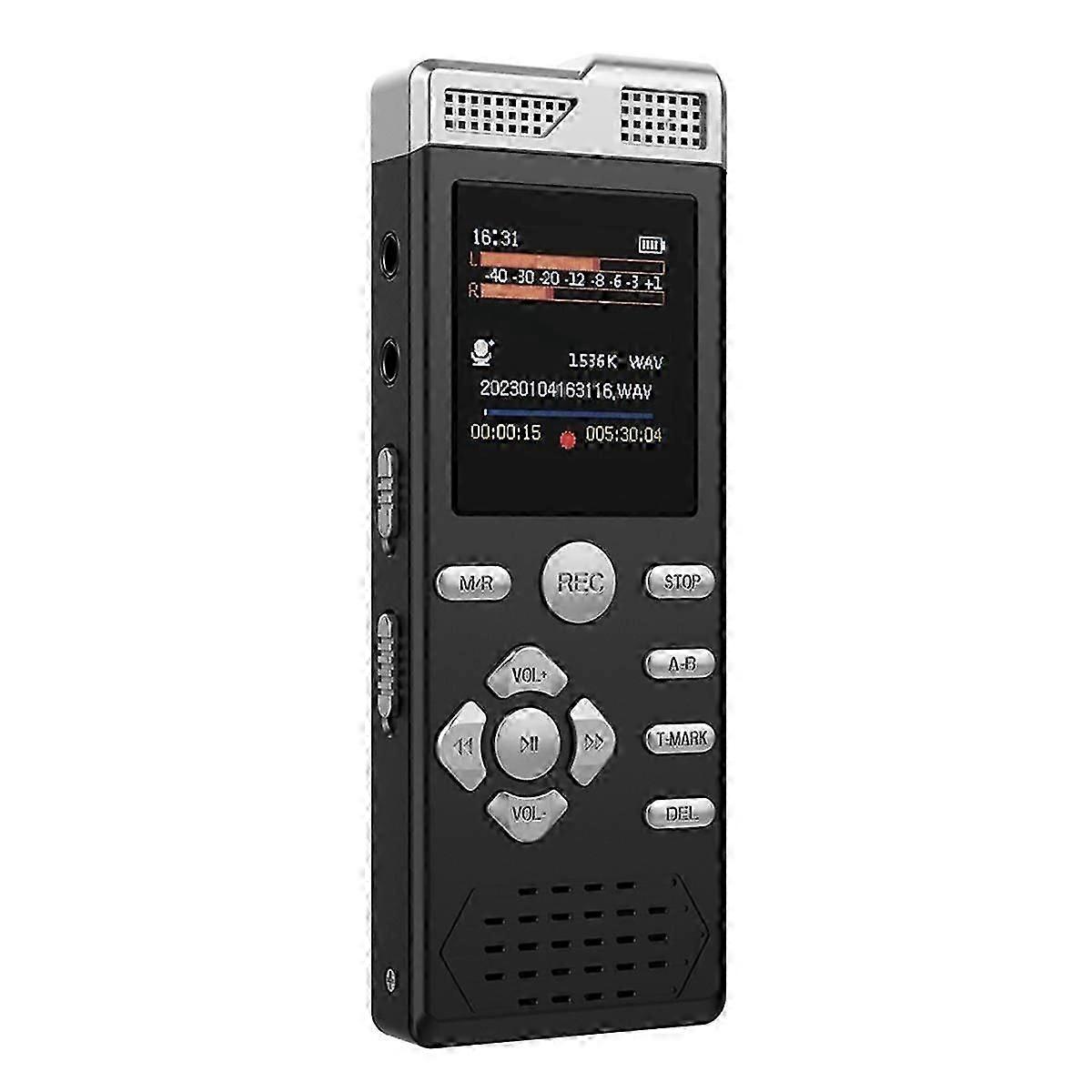Digital Voice Recorder Voice Activated Dual Microphone Recording Password Protection Line-in MP3 Music Player 16G