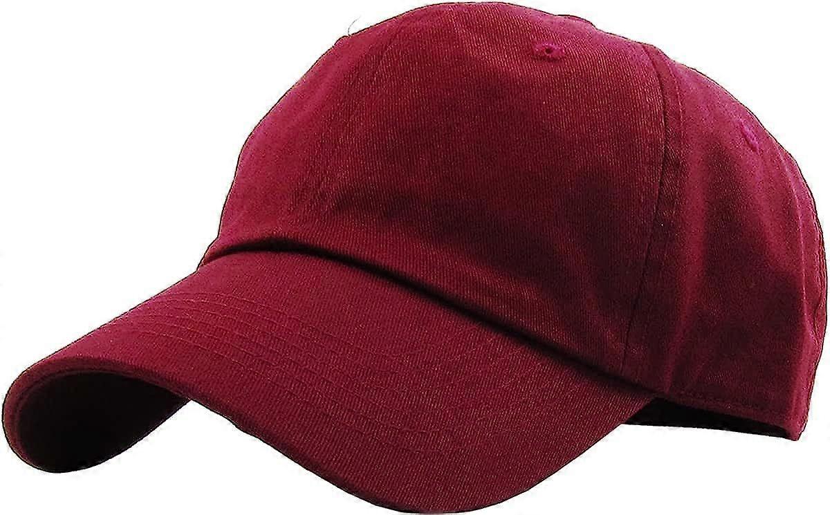 Low Profile Cotton Cap Men Ladies Baseball Cap Dad Hat Adjustable Unstructured Plain Cap(Burgundy)