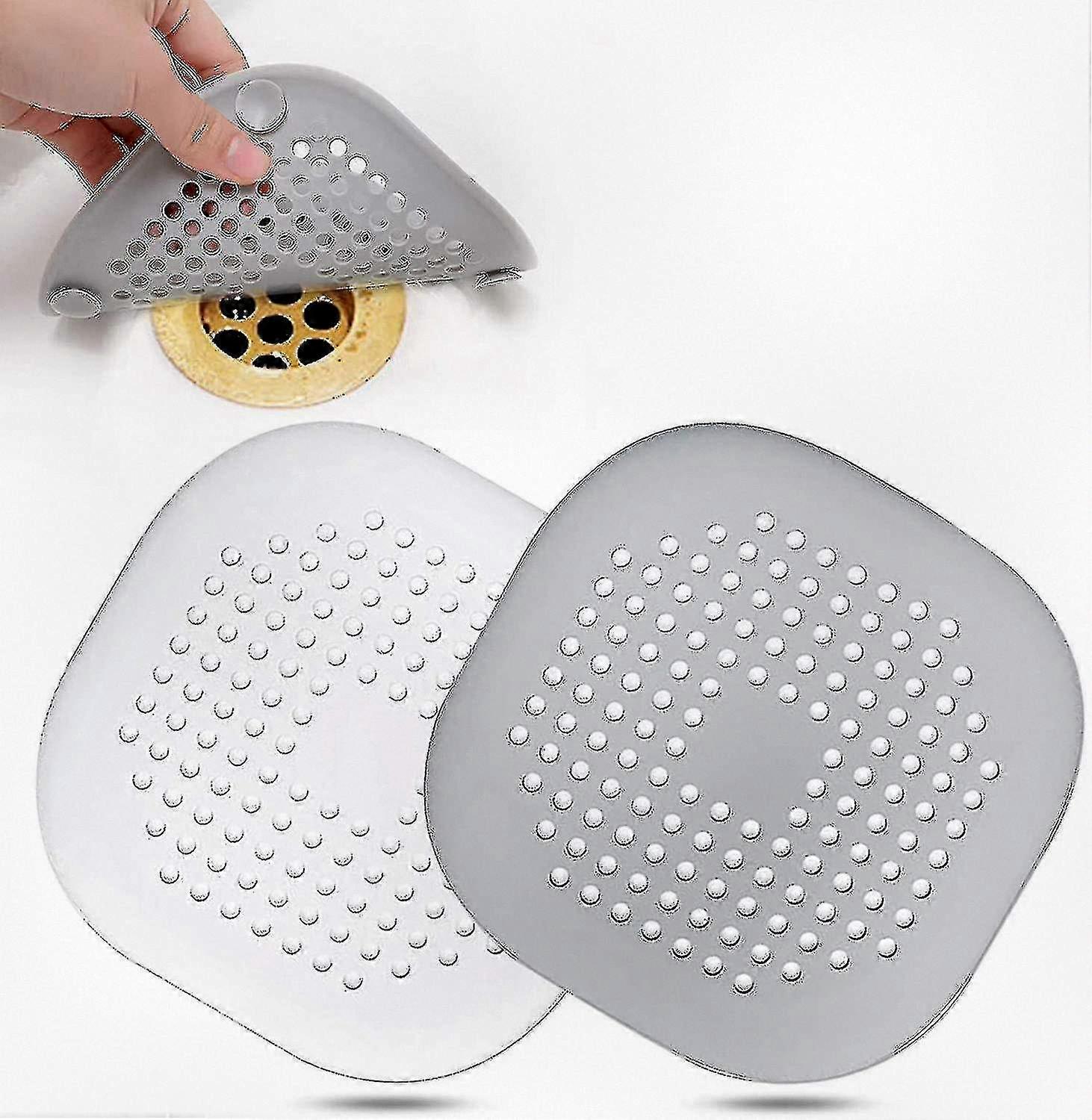 Silicone shower drain cover square hair catcher with suction cups to prevent clogging