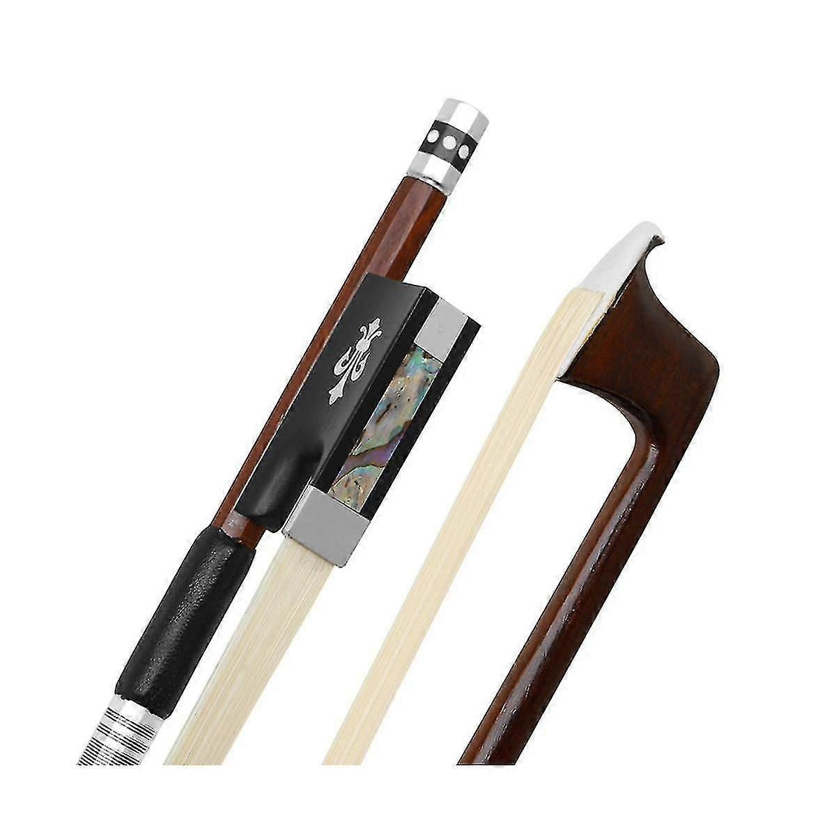 Qa-21 バイオリン弓 4/4 グリーンサンダルウッド 純ホーステイル 彫刻入り プラスライン シルバーシープスキン ハンドレスト弓