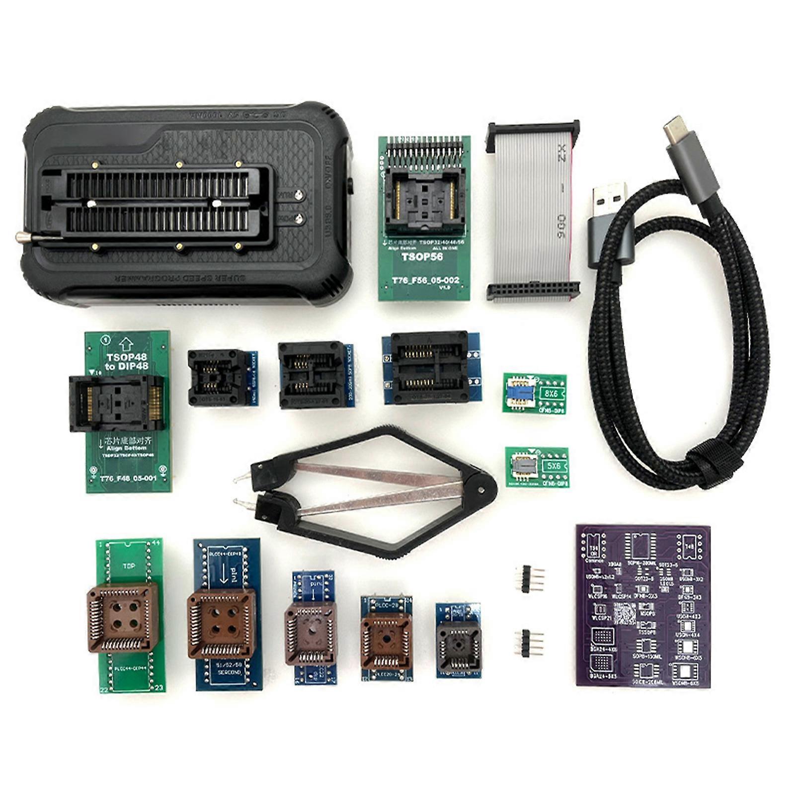 T76 Programmer with T76+14 Adapter Set for Versatiled 14Pin Chip Compatibility and Fast Programming Efficient Multicolor