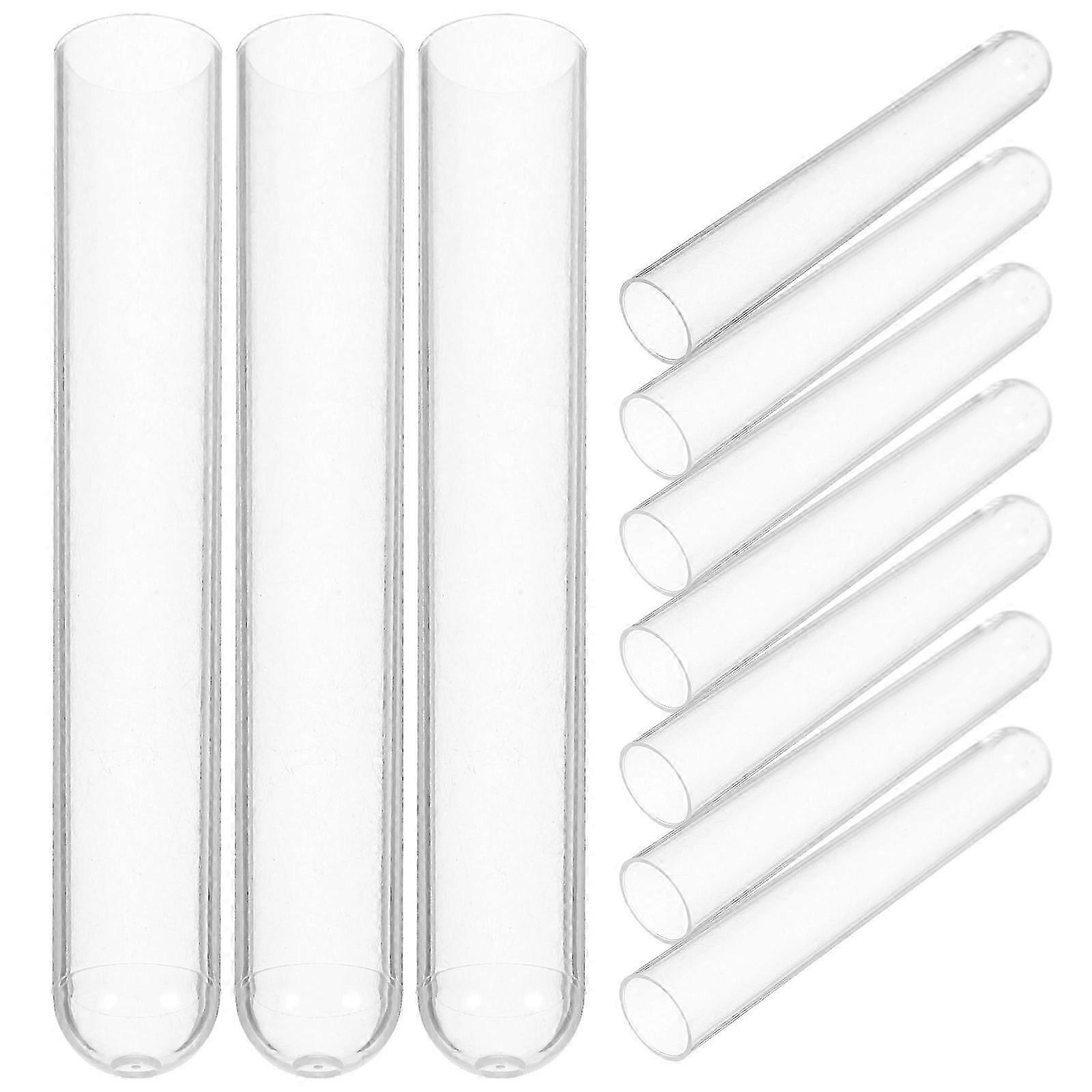 10pcs Disposable Plastic Test Tubes for Lab Use, 10x1.6x1.6cm, Multi-Purpose