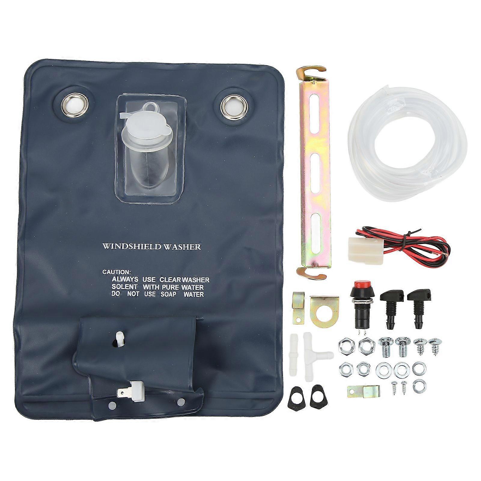 Windshield Washer Kit Easy Replaceable Convenient Practical Washer Bag Kit Cleaning Tools with Pump for 12V Car