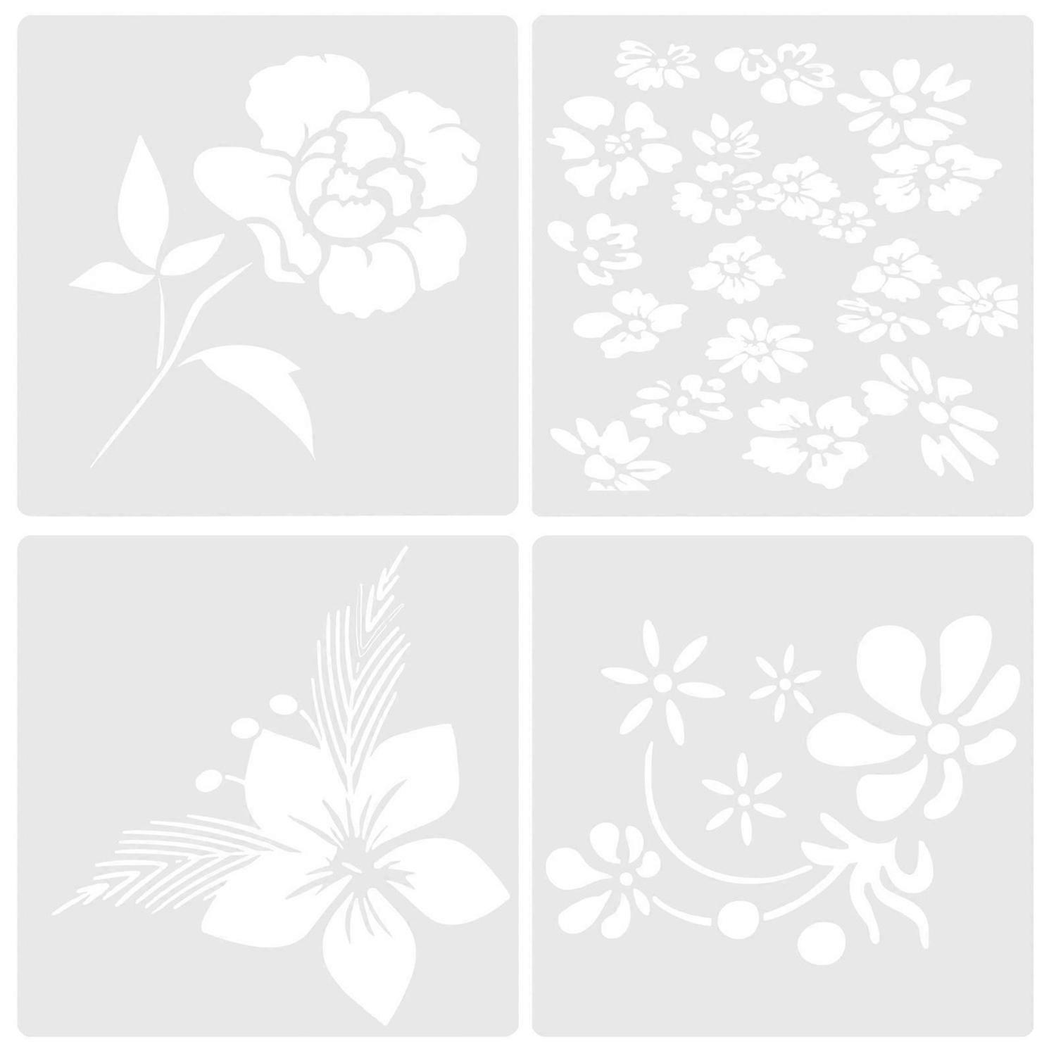 4Pcs Flower Pattern Stencils Templates for DIY Craft Scrapbook Painting