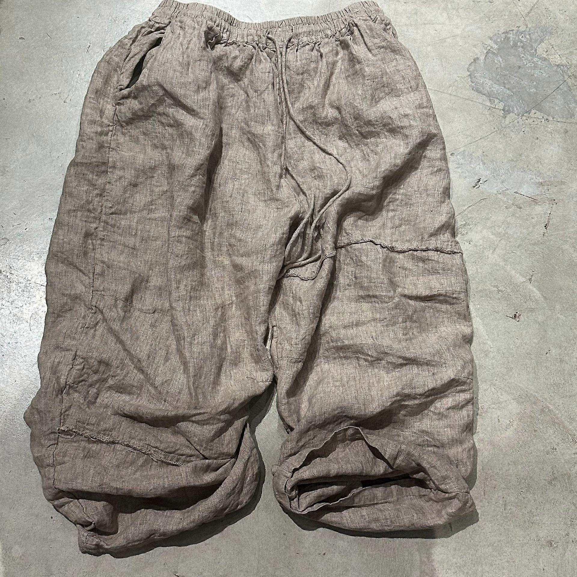 Johnature Woman Winter Niche Vintage Drawstring Loose Casual Pants Solid Color Chinese Style Casual Pants