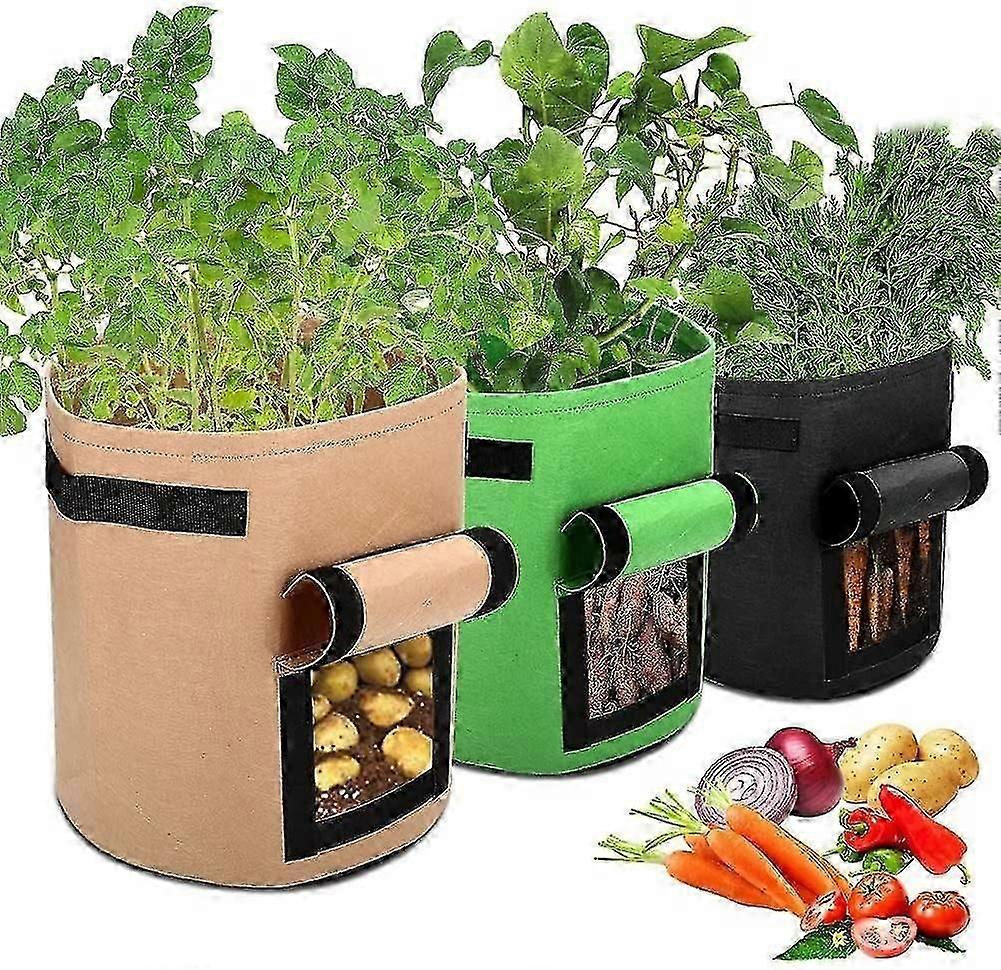 ポテトグローバッグ、3パック7ガロンポテトグローイングバッグ野菜植物栽培-イヴァン