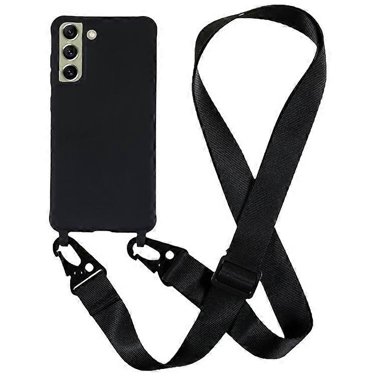 Compatible For Samsung Galaxy S21 FE 5G Soft TPU Matte Phone Case Anti-drop Cover with Wide Lanyard