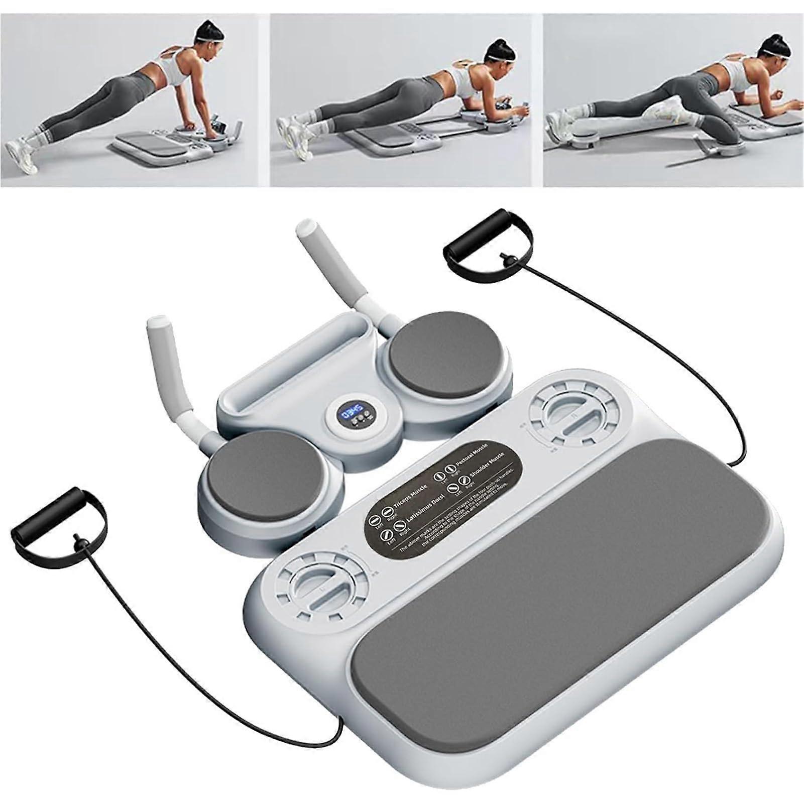Multifunctional Push Up Handles Board with Resistance Bands, Home Training Device gray