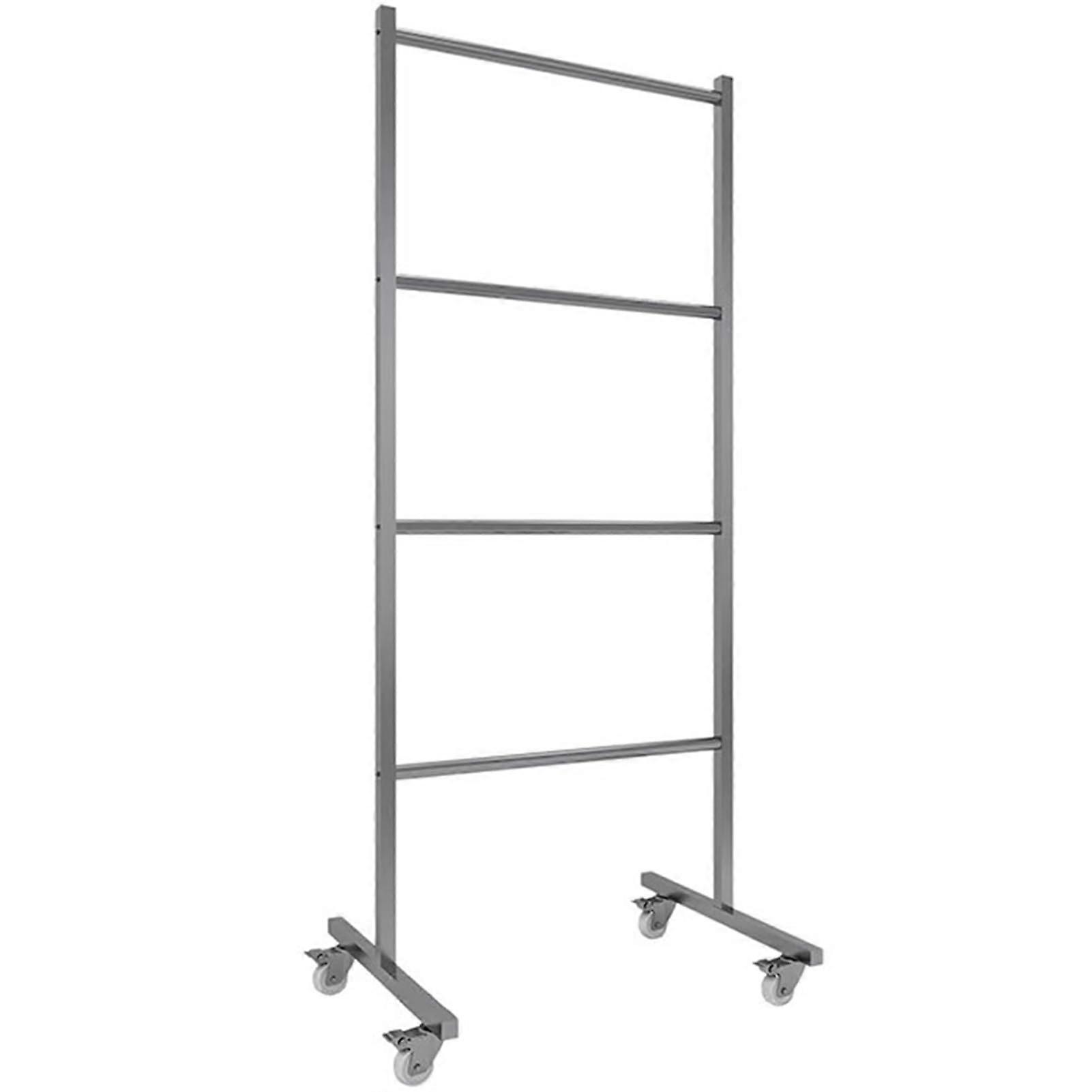 Coat Stand 4Tier Clothes Hanger Stacker with Wheels for Mall, Shop, Laundry