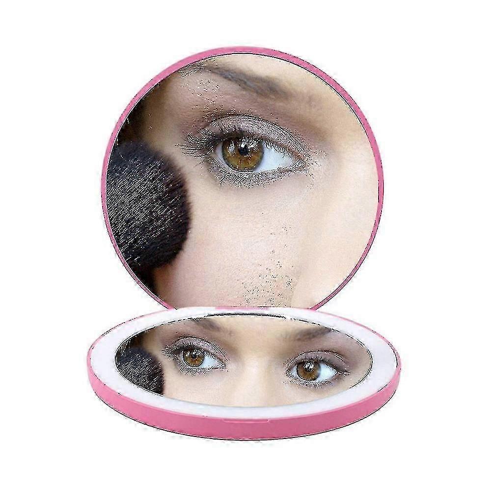 Led Vanity Mirror Compact Rechargeable Lighted Makeup Mirror,1x And 10x Magnifying