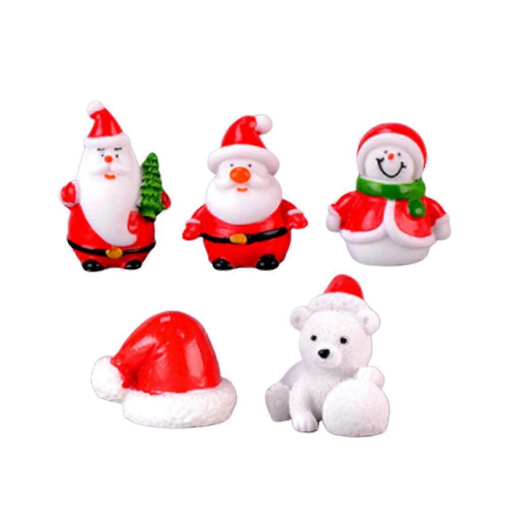 Tiny Ornaments Mini Resin Figurines Snowman Design Home Office Desk Decor Assorted Color 5Pcs