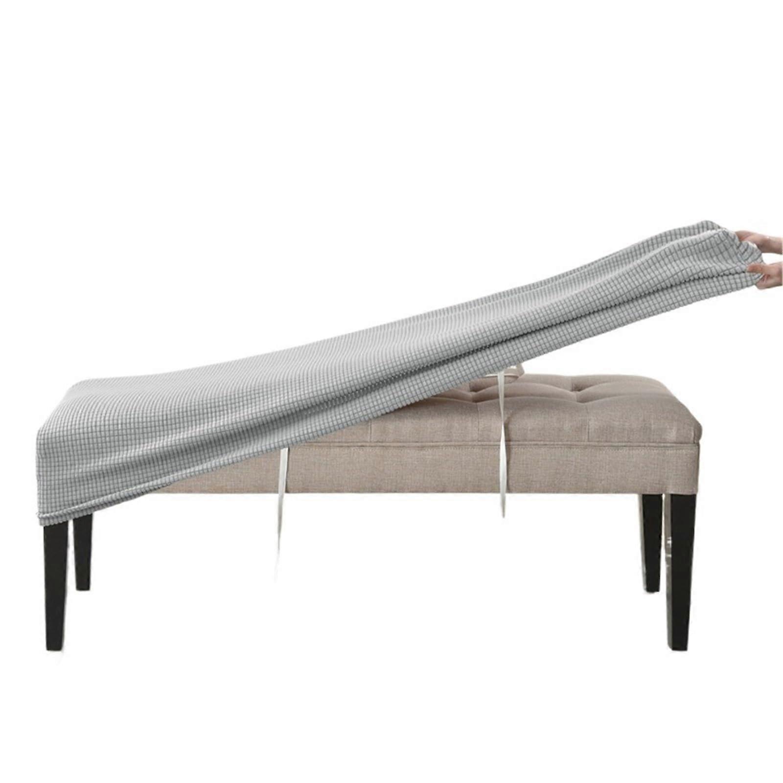 Ottoman cover Rectangular dining bench cover, plain, allinclusive piano bench cover (Dark Gray, 2pcs)