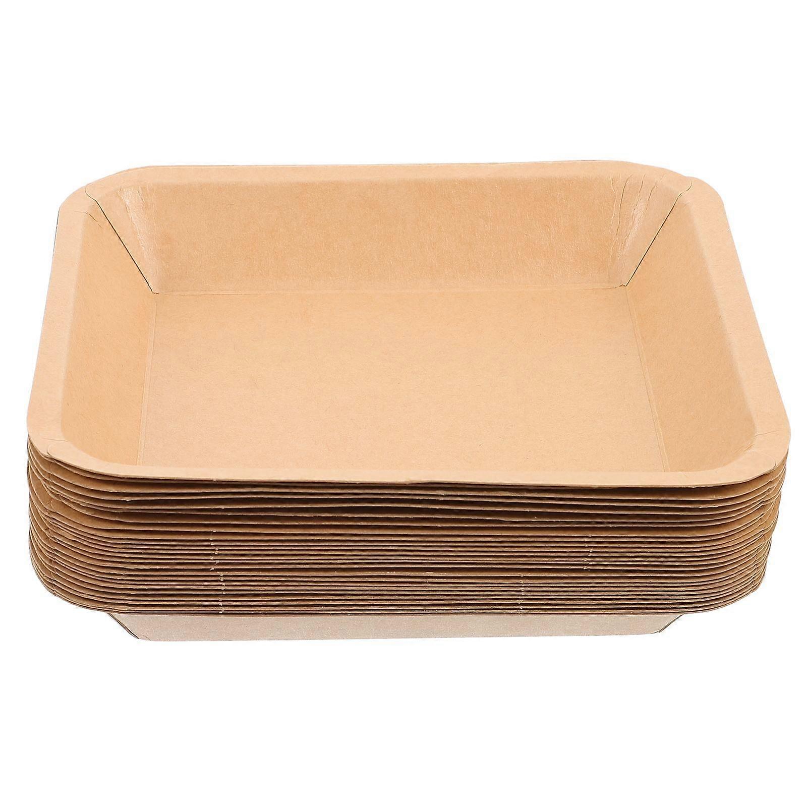 Chocolate Kraft Paper Plates for BBQ Fried Snack Home Use 25pcs Practical and Thickened