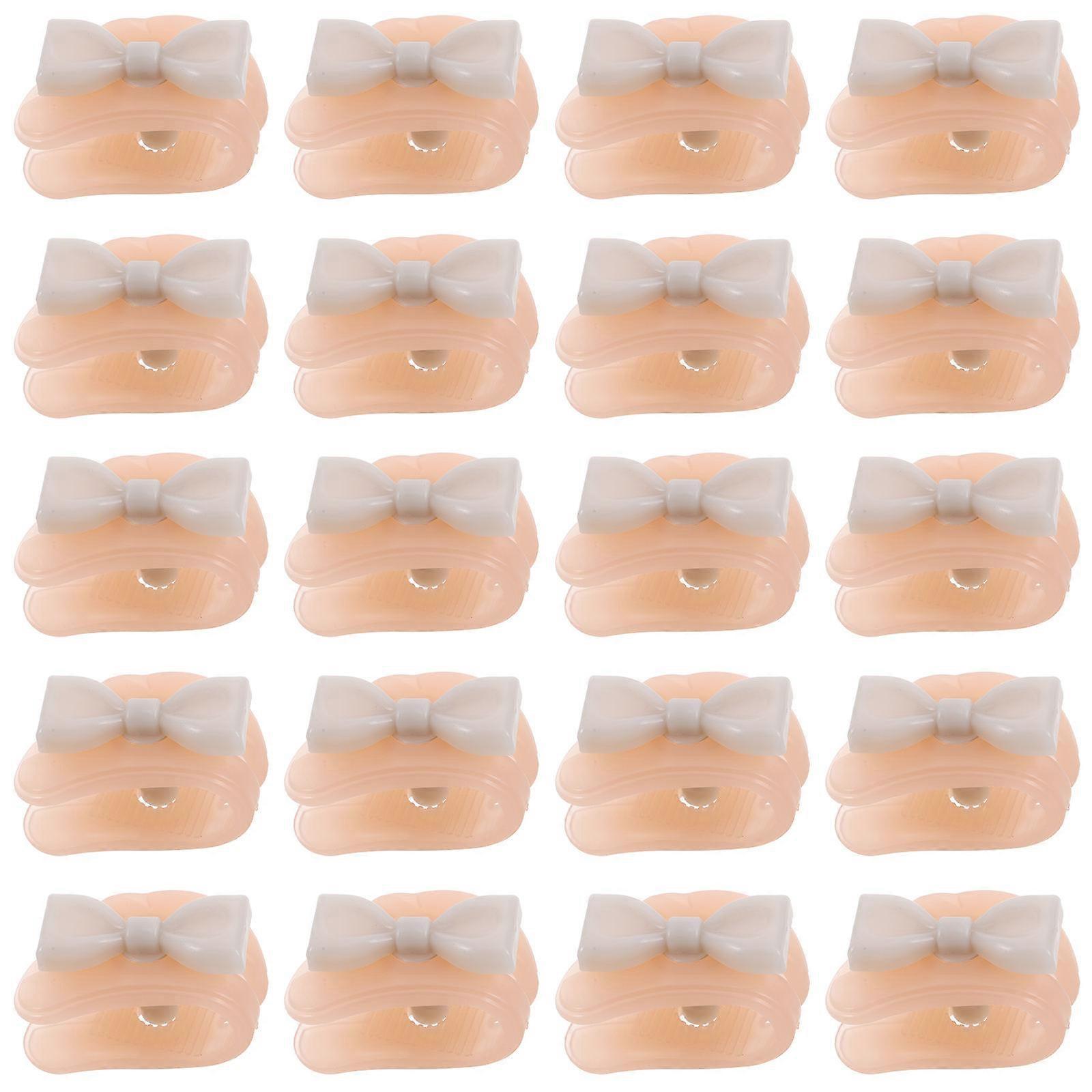 Bed Sheet Clips Fitted Sheet Clips Pink Bow-Shaped Home Use Rotatable Fixation 20Pcs