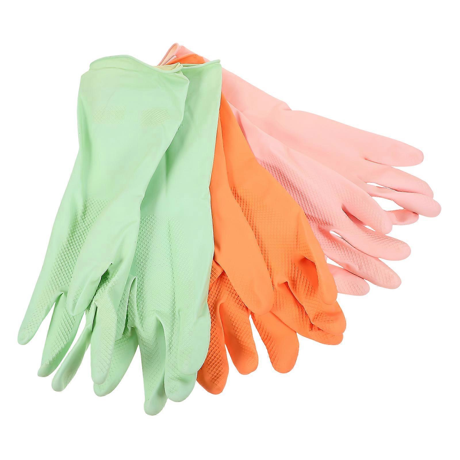 Kitchen Gloves Latex Cleaning Accessories Non-Slip Protective 3 Pairs