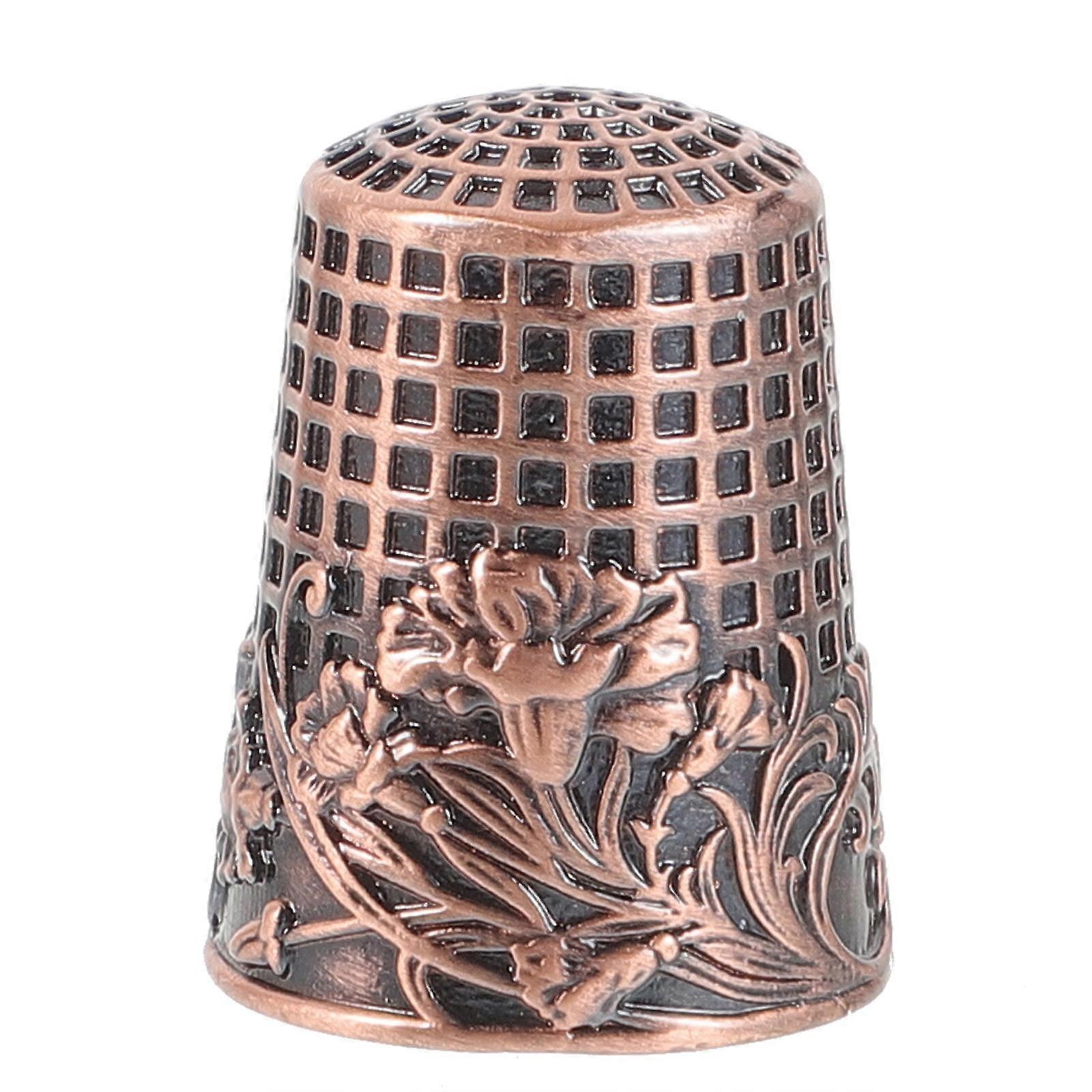 Metal Sewing Finger Pads Portable Sewing Thimble Copper For Beginners Prevent Slippage Retro Design 2 5x2cm 1Pcs