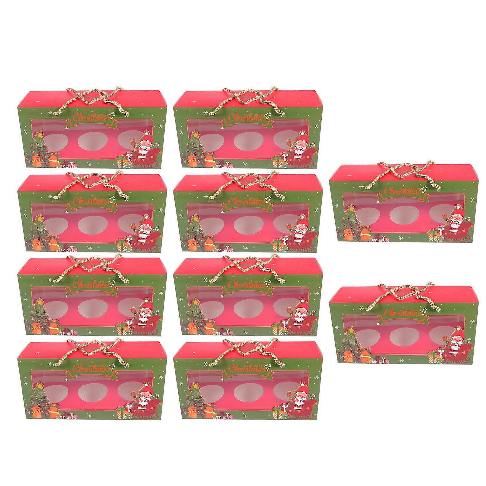 Bakery Carrier Box Lovely Cake Wrapping Boxes For Christmas Parties Assorted Color 10Pcs