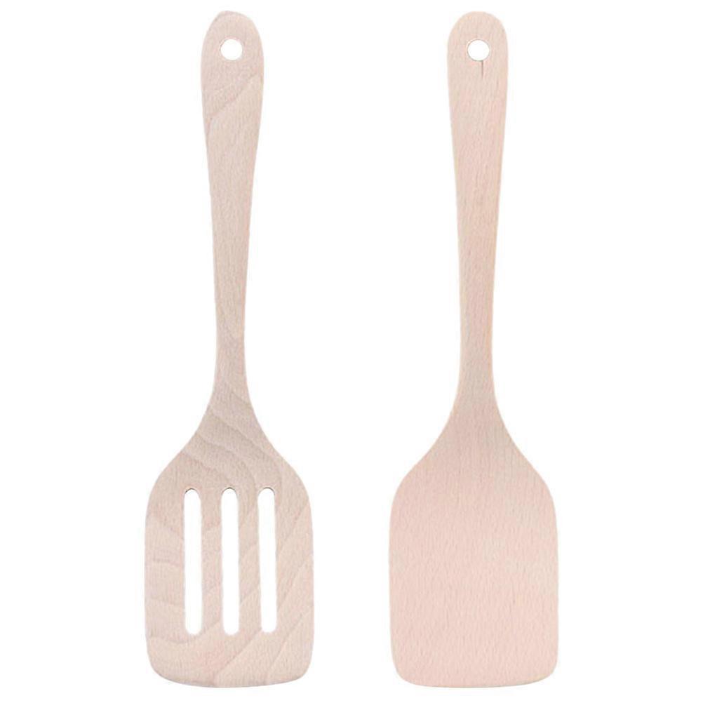 Kitchen Spatula 2Pcs Long Server Baking Chic Food for Home Cooks Beechwood Material Heat Insulation