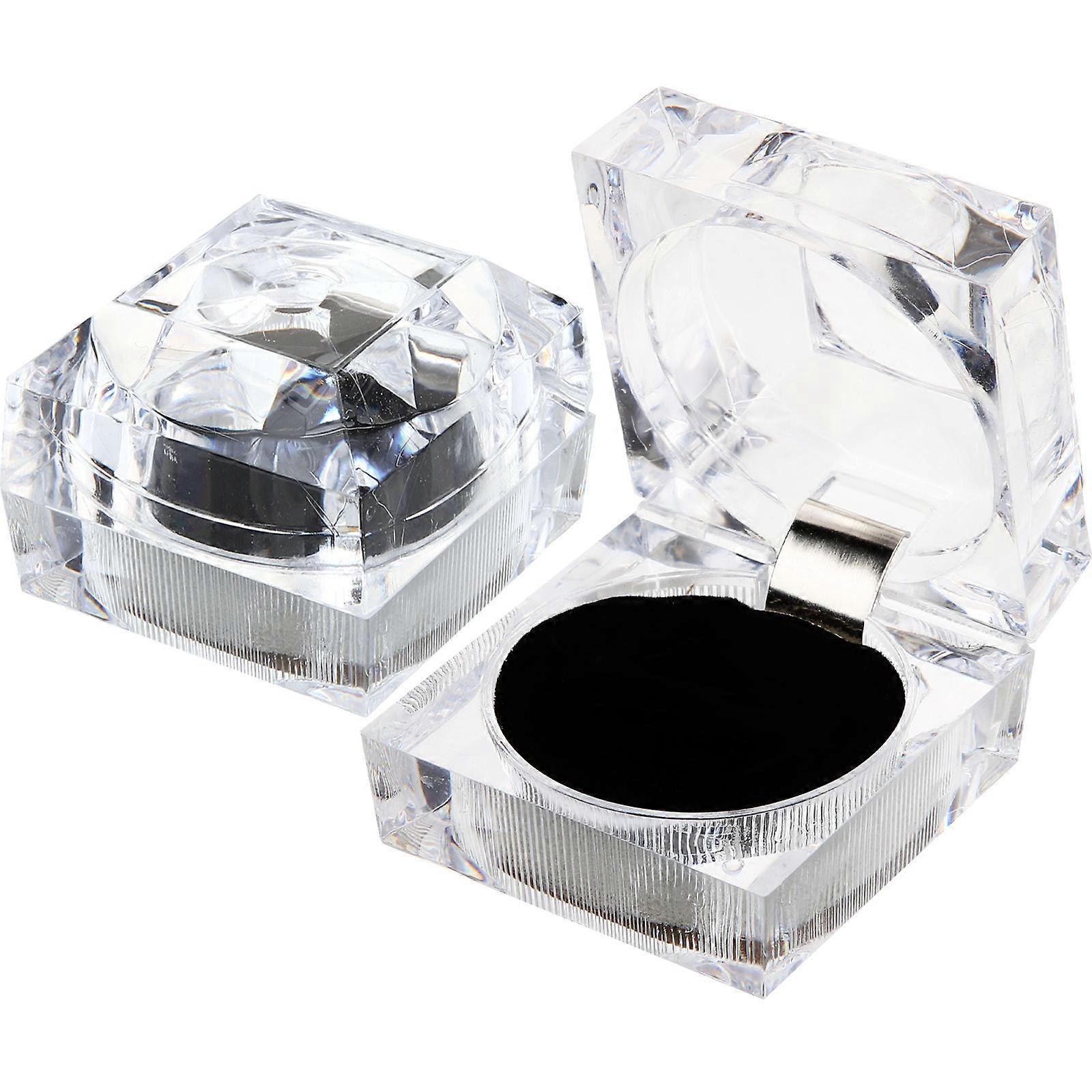 Clear Ring Holder Engagement present Packaging Acrylic Ring Cases 4.50X4.50X4.50cm 4Pcs