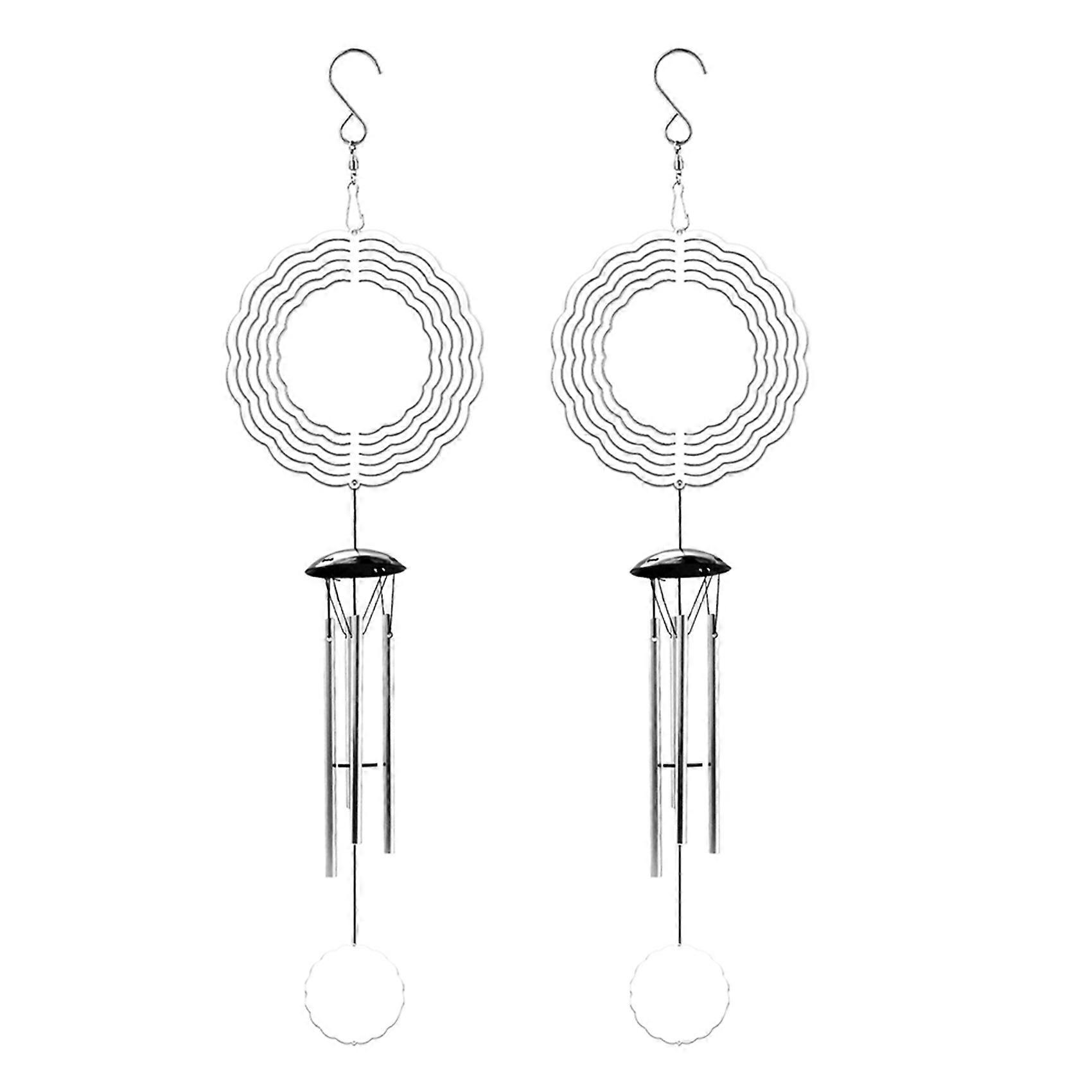 2X Sublimation Wind Spinner Blanks Outdoor Decor, Windchimes with 4 Thickened Aluminum Tubes for Mom