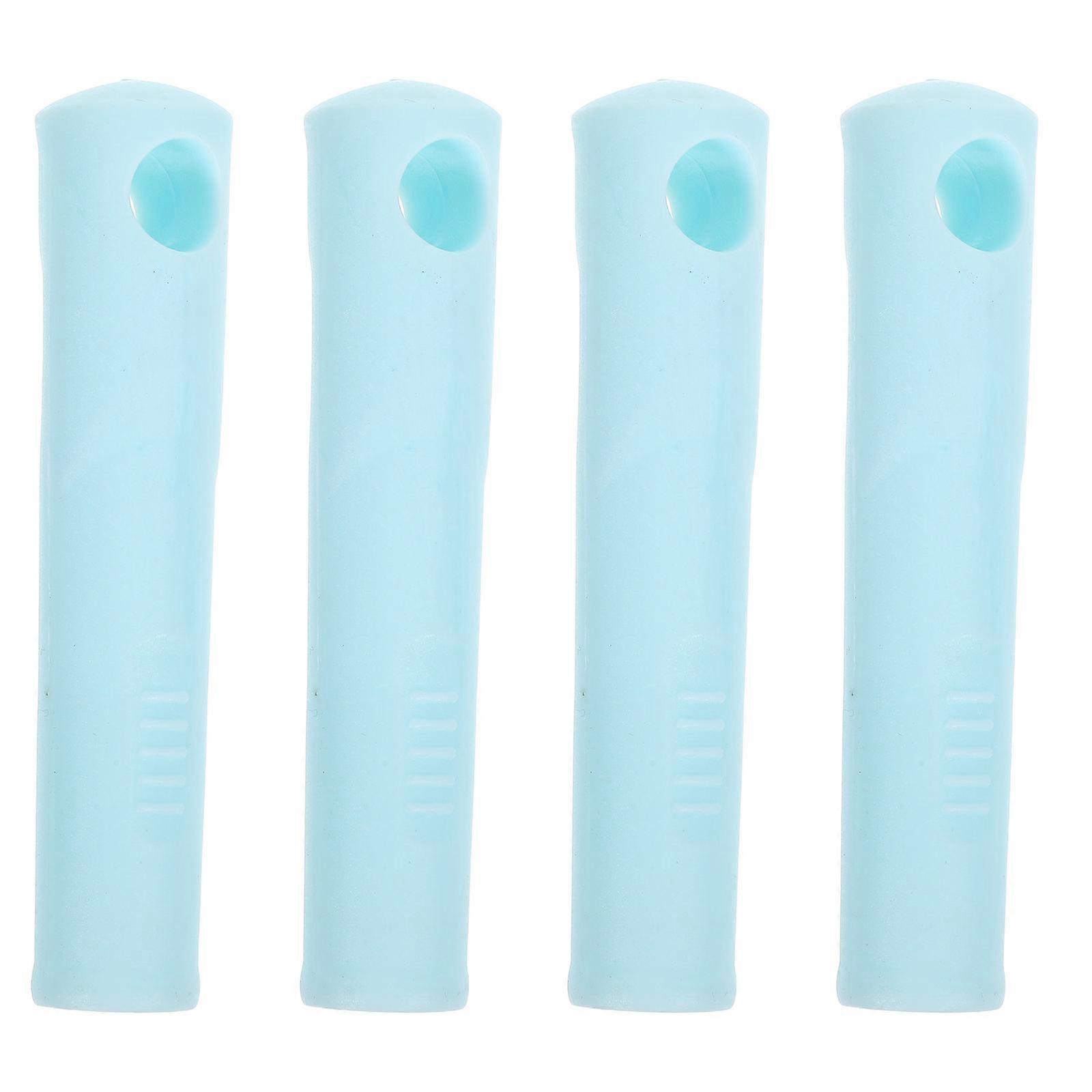 Broomstick Handle Replacement Mop Handle End Cap Covers Home Cleaning Tools Blue 4Pcs Antislip Design